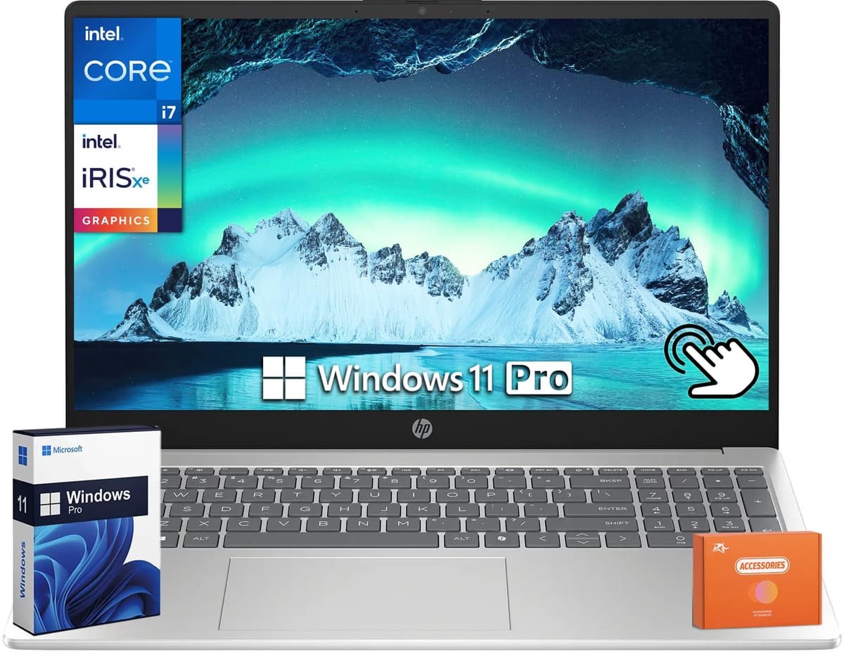HP 15.6" Notebook con Pantalla Táctil, Intel i7-1355U, 64 GB DDR4, 2 TB SSD, Iris Xe, Windows 11 Pro HP Touchscreen Laptop