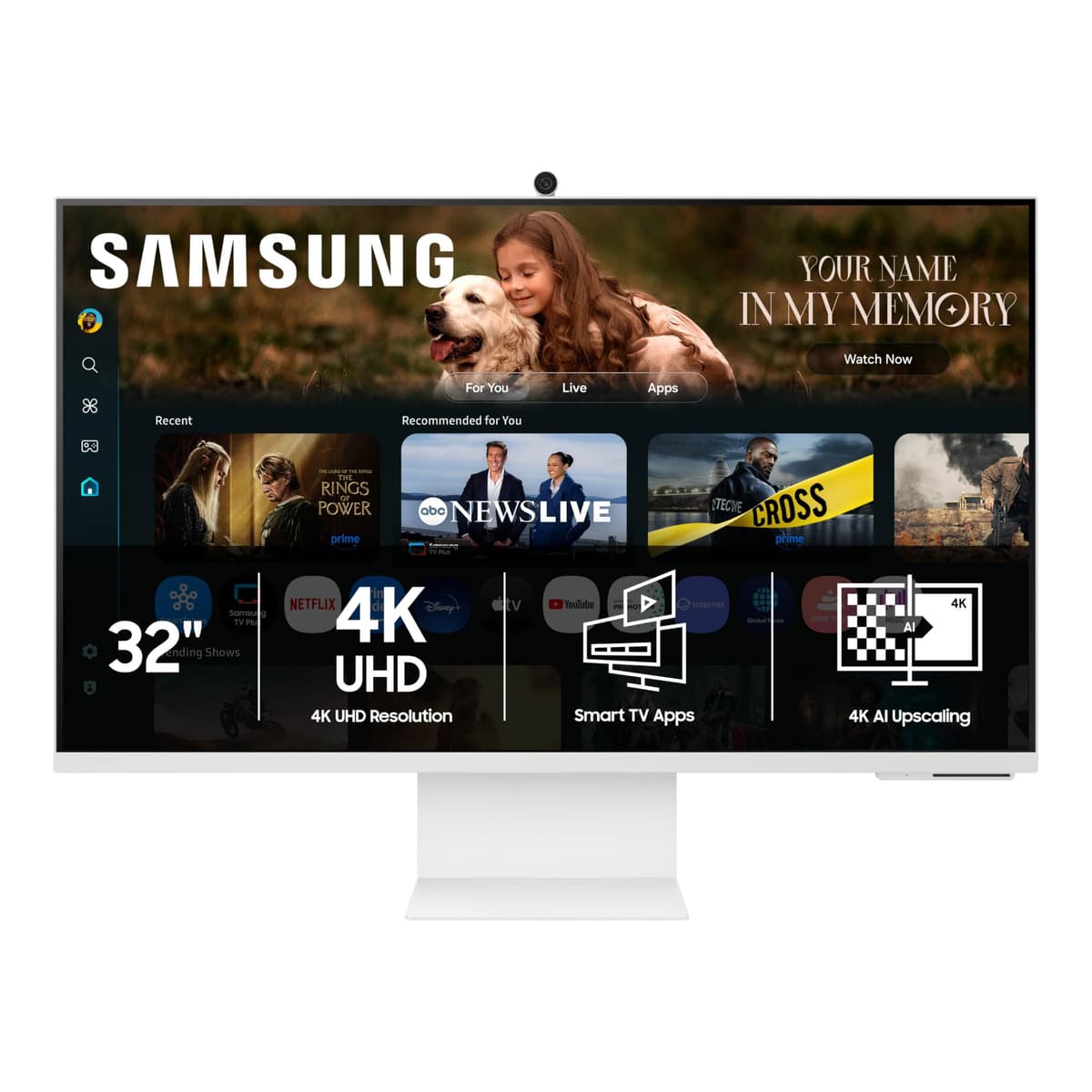 Samsung Monitor Inteligente M8 de 32” (M80F) 4K UHD, Samsung Vision AI, Apps Smart TV, Gaming Hub, USB-C, HDMI y USB-A, Blanco, LS32FM803UNXZA, 2025