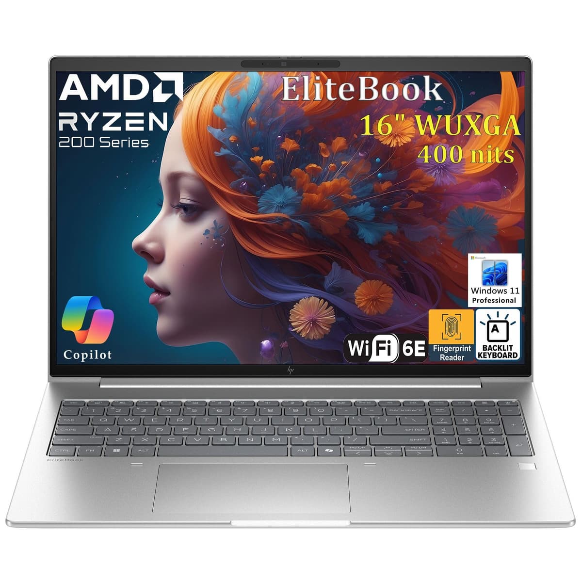 HP 2026 Nueva Laptop Empresarial EliteBook de 16", Copilot AI, AMD Ryzen 5 Serie 200, 32GB RAM DDR5, 1TB SSD PCIe, FHD+, WiFi 6E, Teclado Retroiluminado, Lector de Huellas, Windows 11 Pro Elitebook 6 G1ah