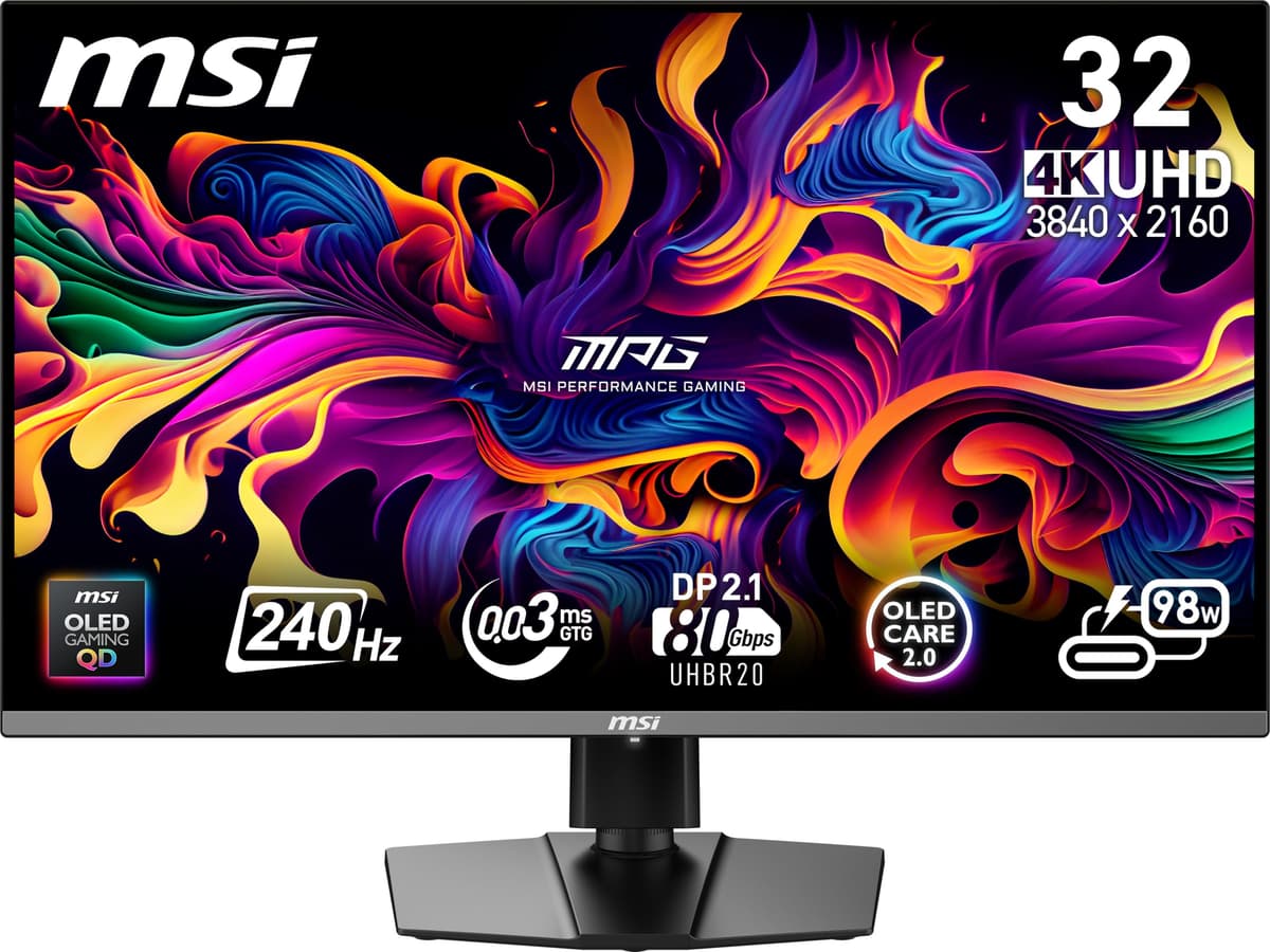 msi MPG 322URX QD-OLED Monitor 32" 4K UHD 240Hz con DisplayPort 2.1a y HDMI 2.1