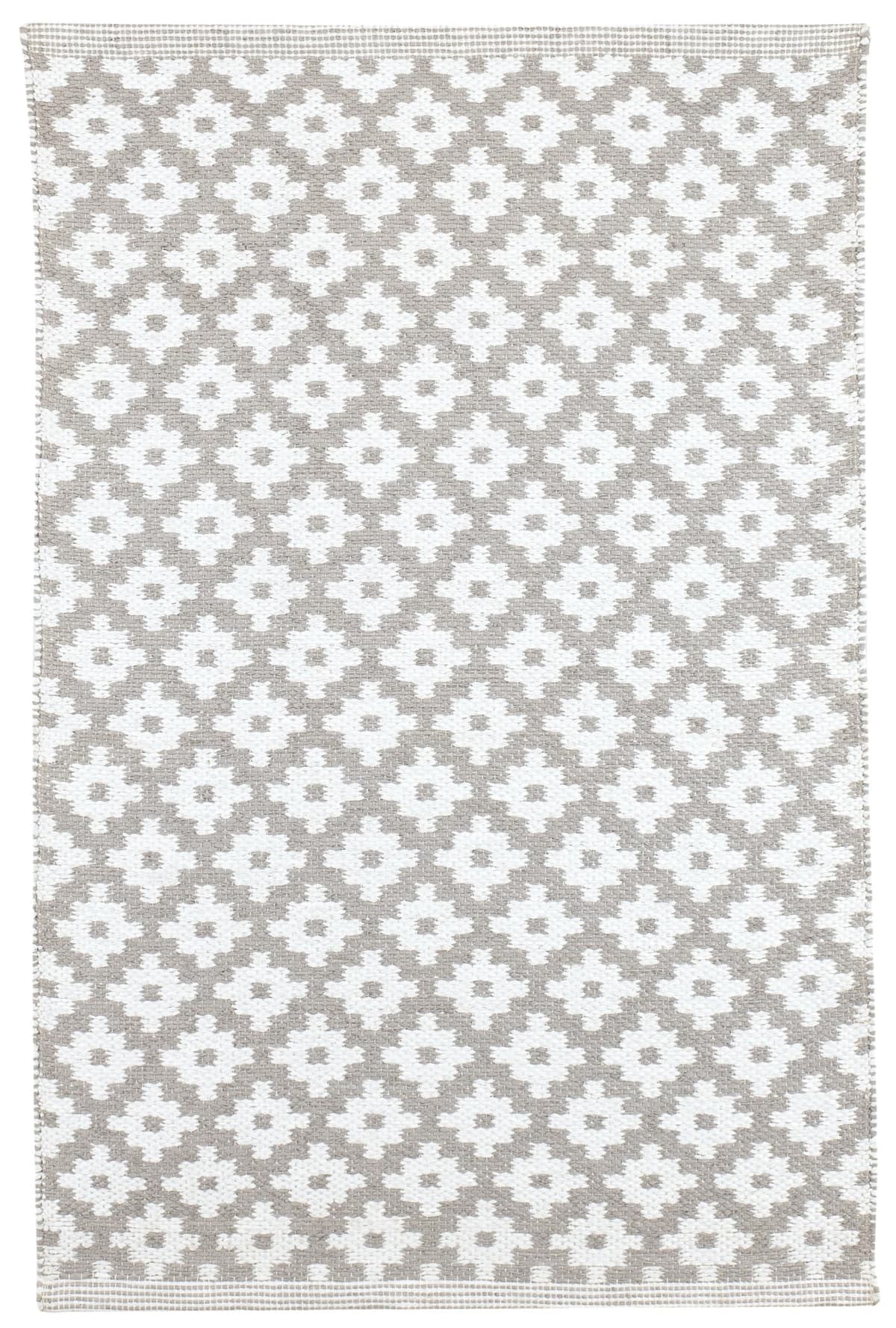 Dash & Albert Samode Alfombra Tejida a Mano Indoor/Outdoor 7.5 x 9.5 ft, Patrón Geométrico Gris/Blanco DA2275-810
