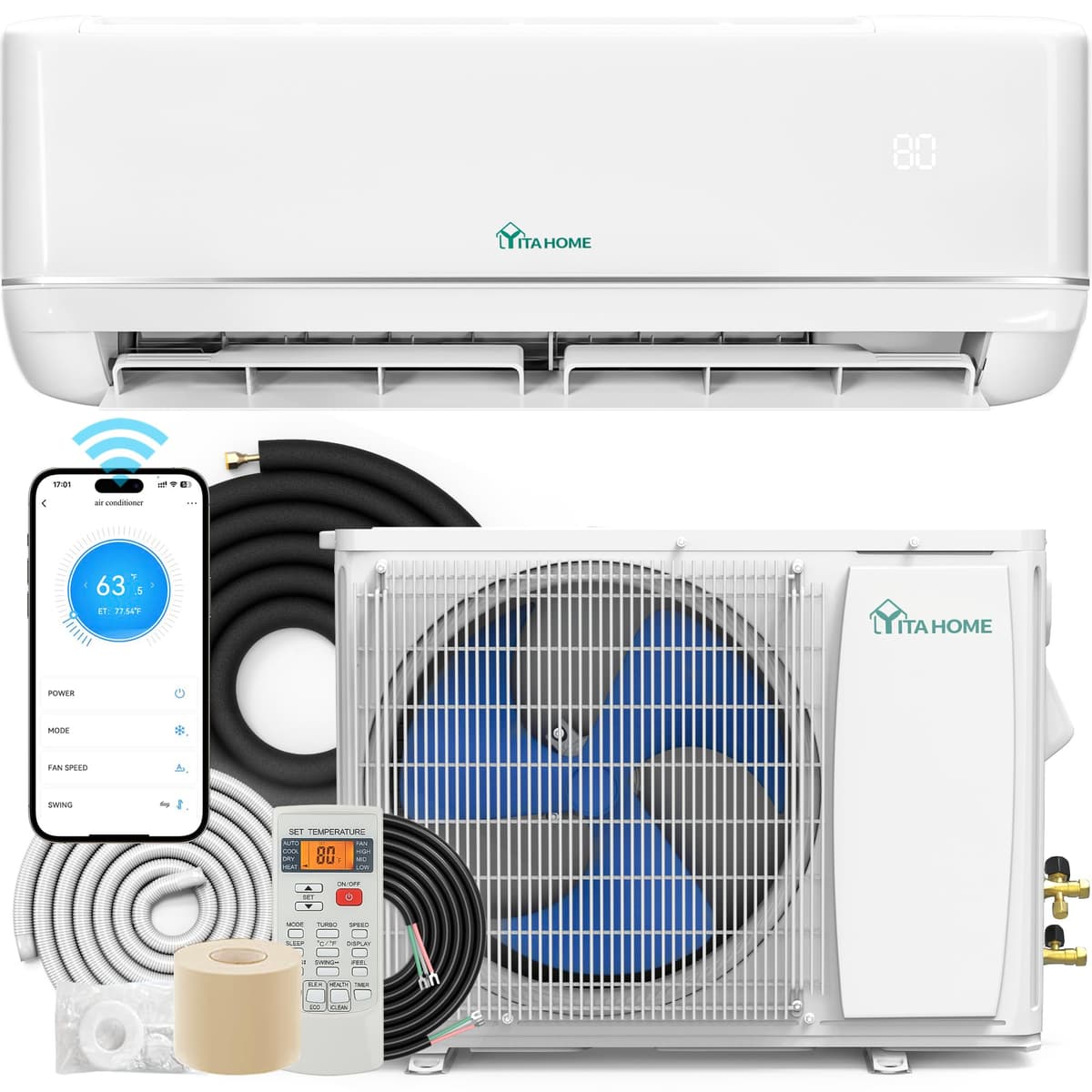 YITAHOME Mini Split 12000 BTU 21 SEER2 - Sistema inverter ductless con Wi-Fi y Alexa para hasta 750 sq. ft. MAYIHb1apy