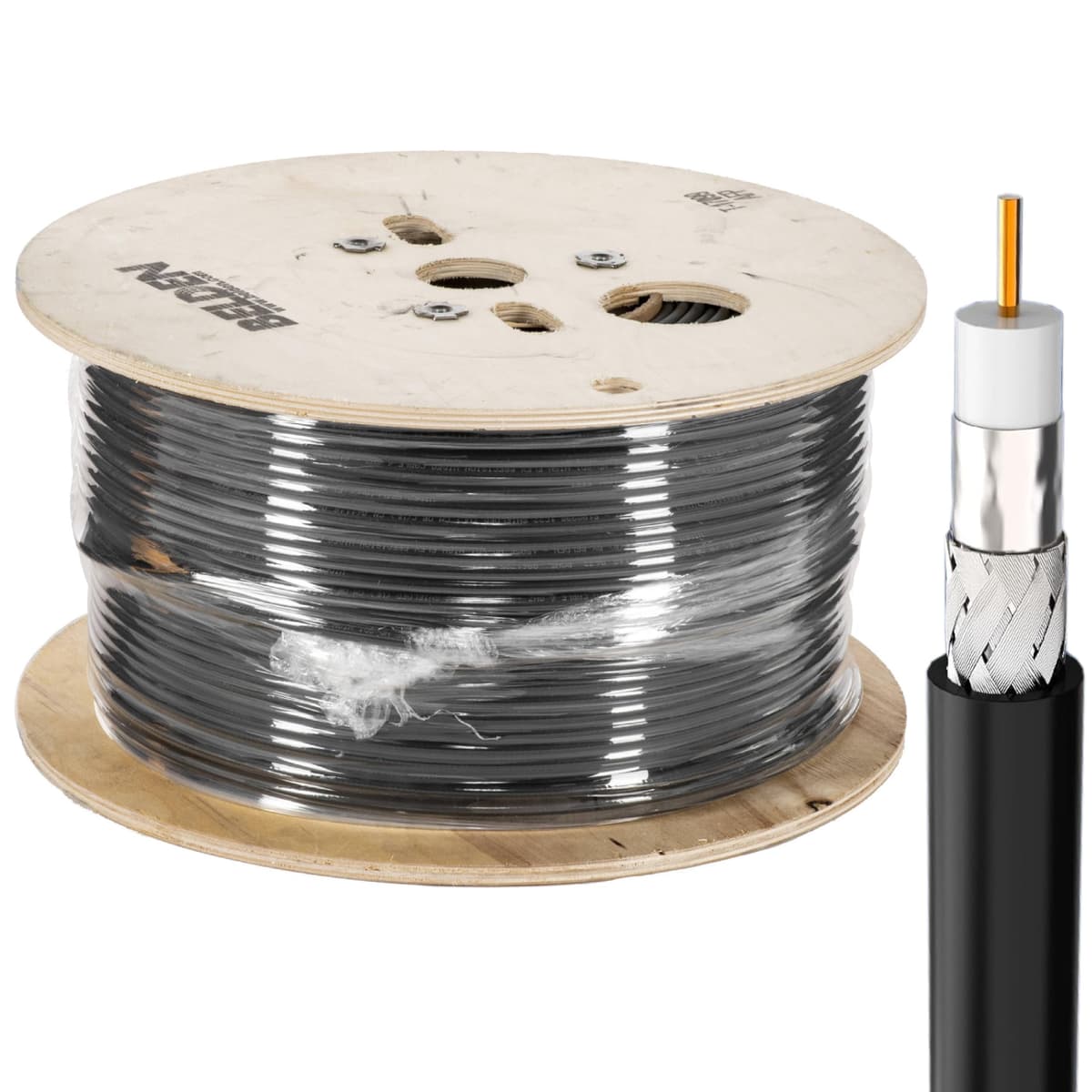 Brillo de Video por Belden - Cable de Video de Precisión HD-SDI 6GHz 1694A 500 pies Carrete Negro 1694A-500CCC