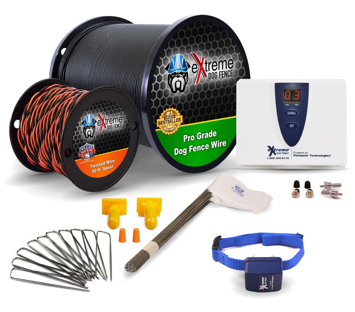 Extreme Dog Fence Kit de Cerca Eléctrica Subterránea PRO para Perros - Collar de Entrenamiento para Perros Obstinados FK-EXH-2S1645-1424