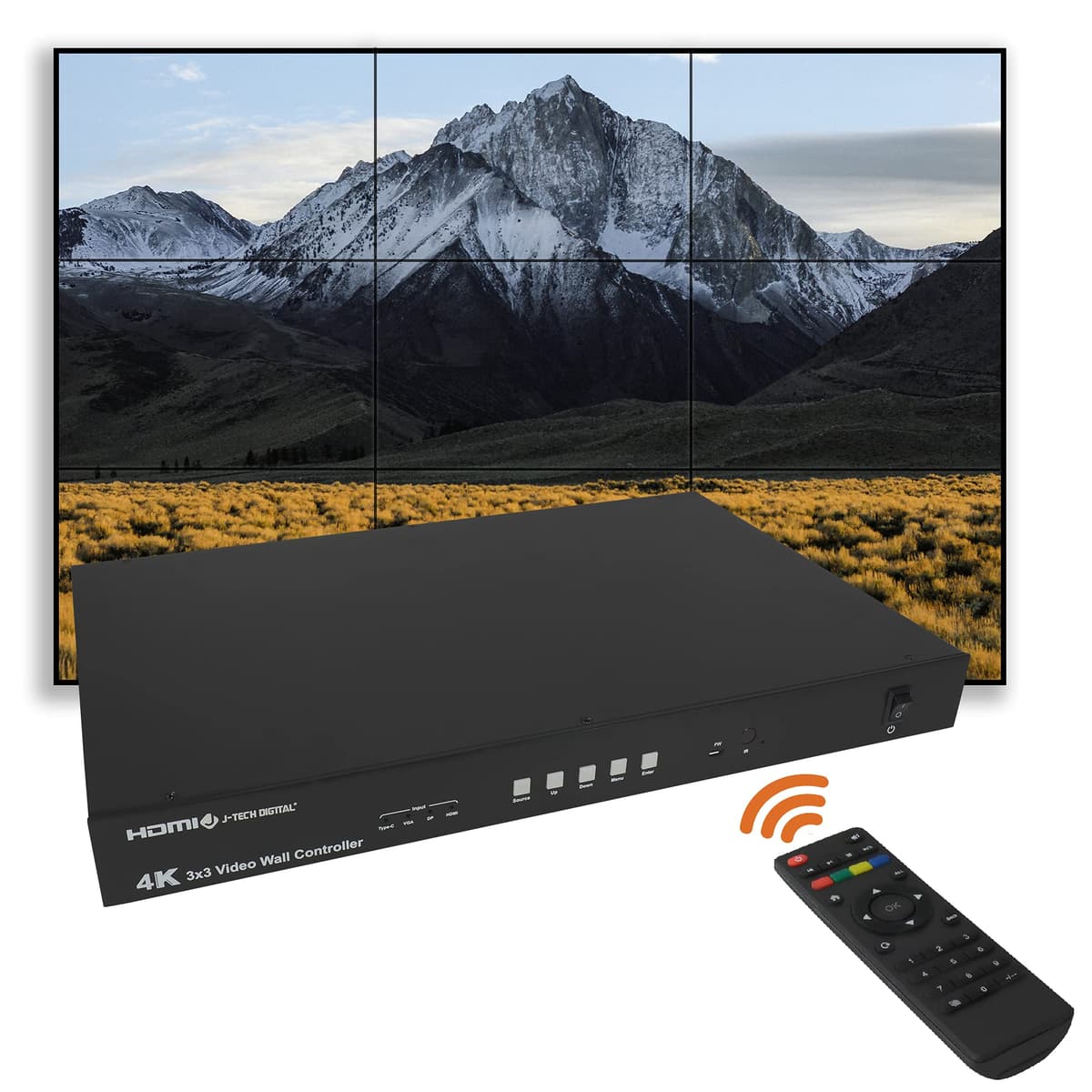 3x3 HDMI Video Wall Controller Multiviewer 4K30Hz J-Tech Digital GE-92CF-M2ZZ
