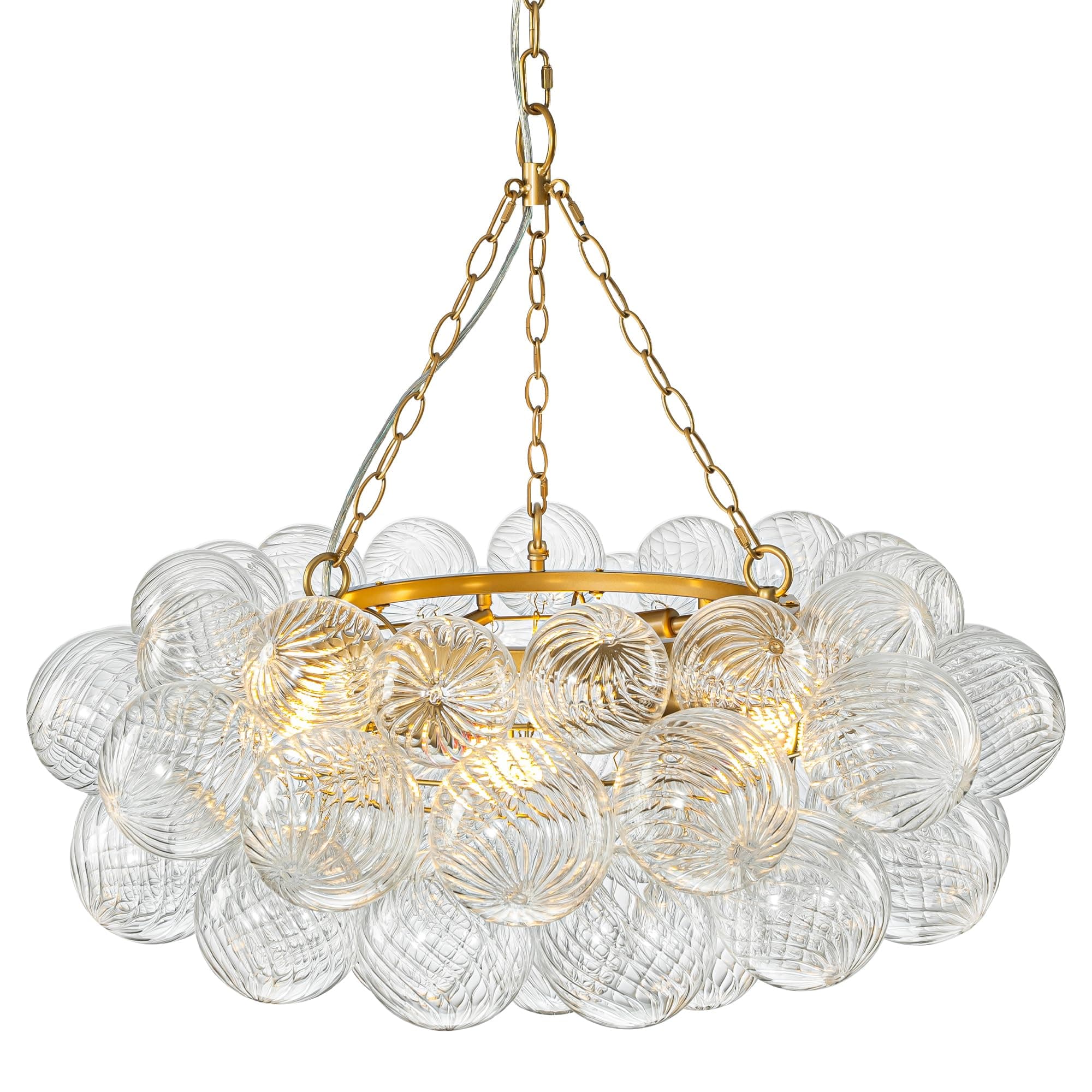 Bakspa Lámpara colgante Bubble Globe 32" diámetro, cristal acanalado y acabado dorado SL-1599-Gold-32inch