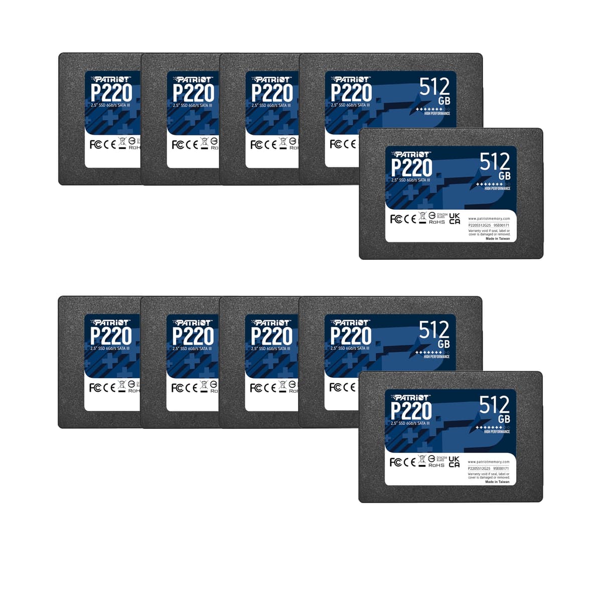 Patriot P220 SSD 512GB SATA III 2.5" - Pack Retail x10 P220S512G2510
