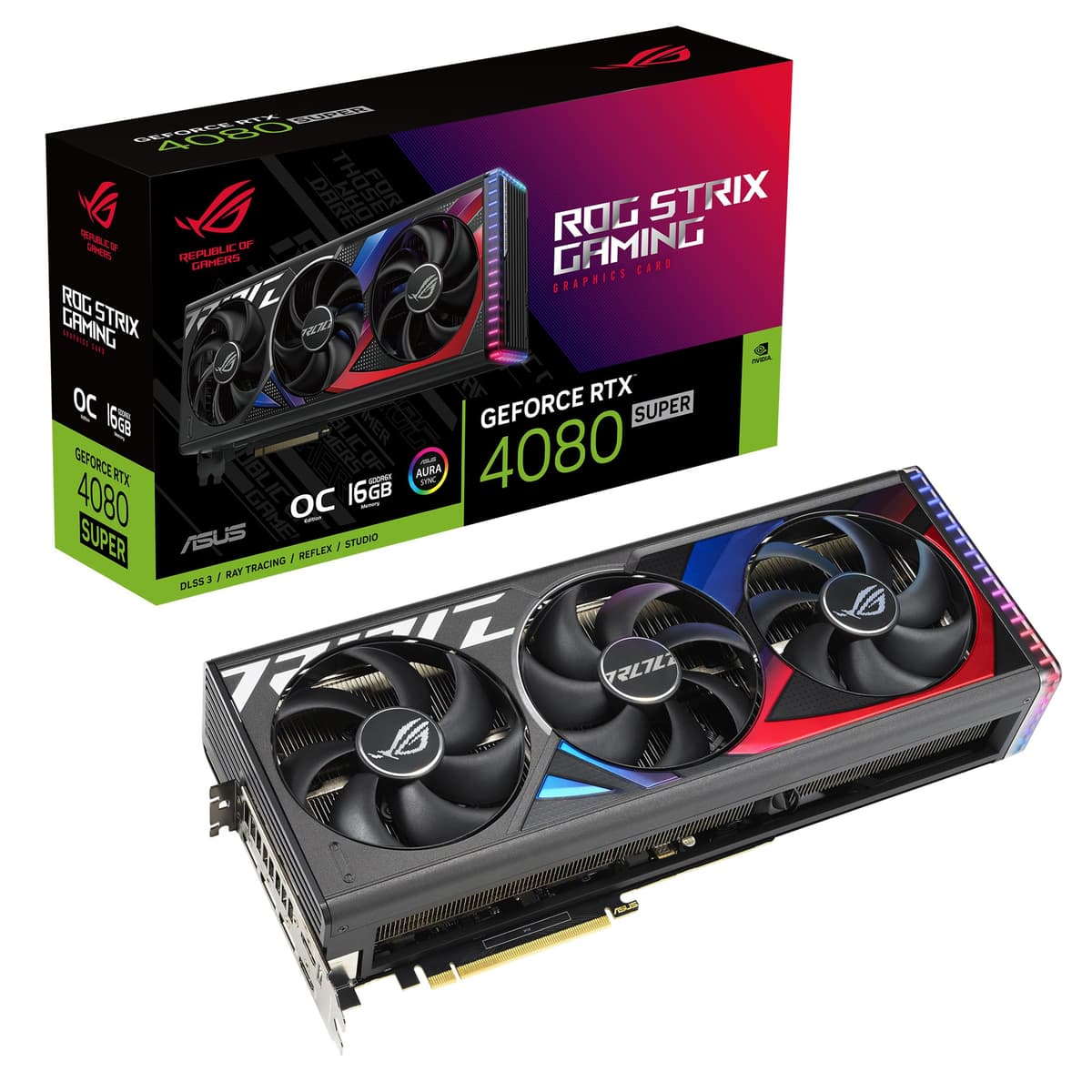 ASUS ROG Strix GeForce RTX 4080 SUPER OC 16GB GDDR6X, PCIe 4.0, OC Edition ROG-STRIX-RTX4080S-O16G-GAMING