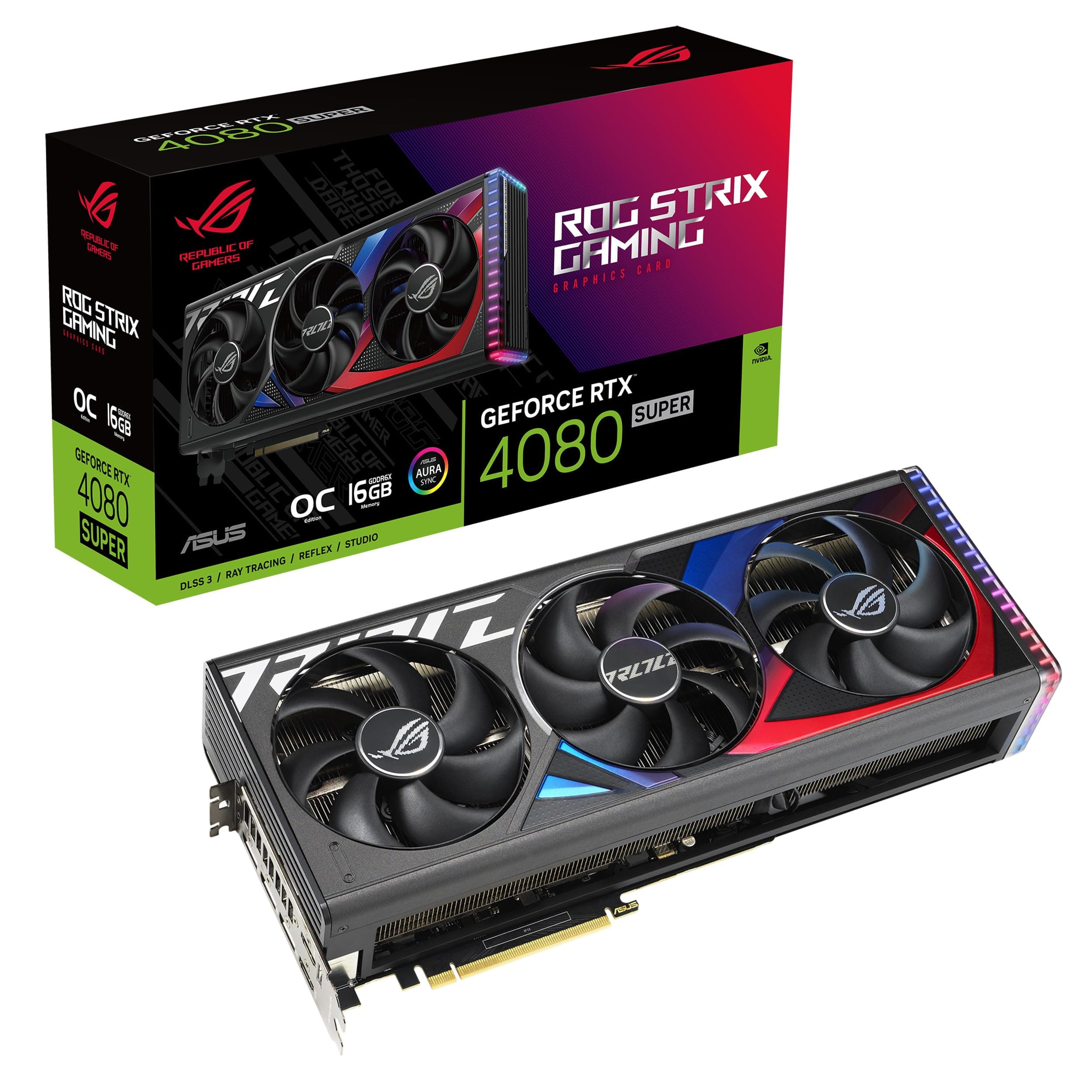 ASUS ROG Strix GeForce RTX 4080 SUPER OC 16GB GDDR6X, PCIe 4.0, OC Edition ROG-STRIX-RTX4080S-O16G-GAMING