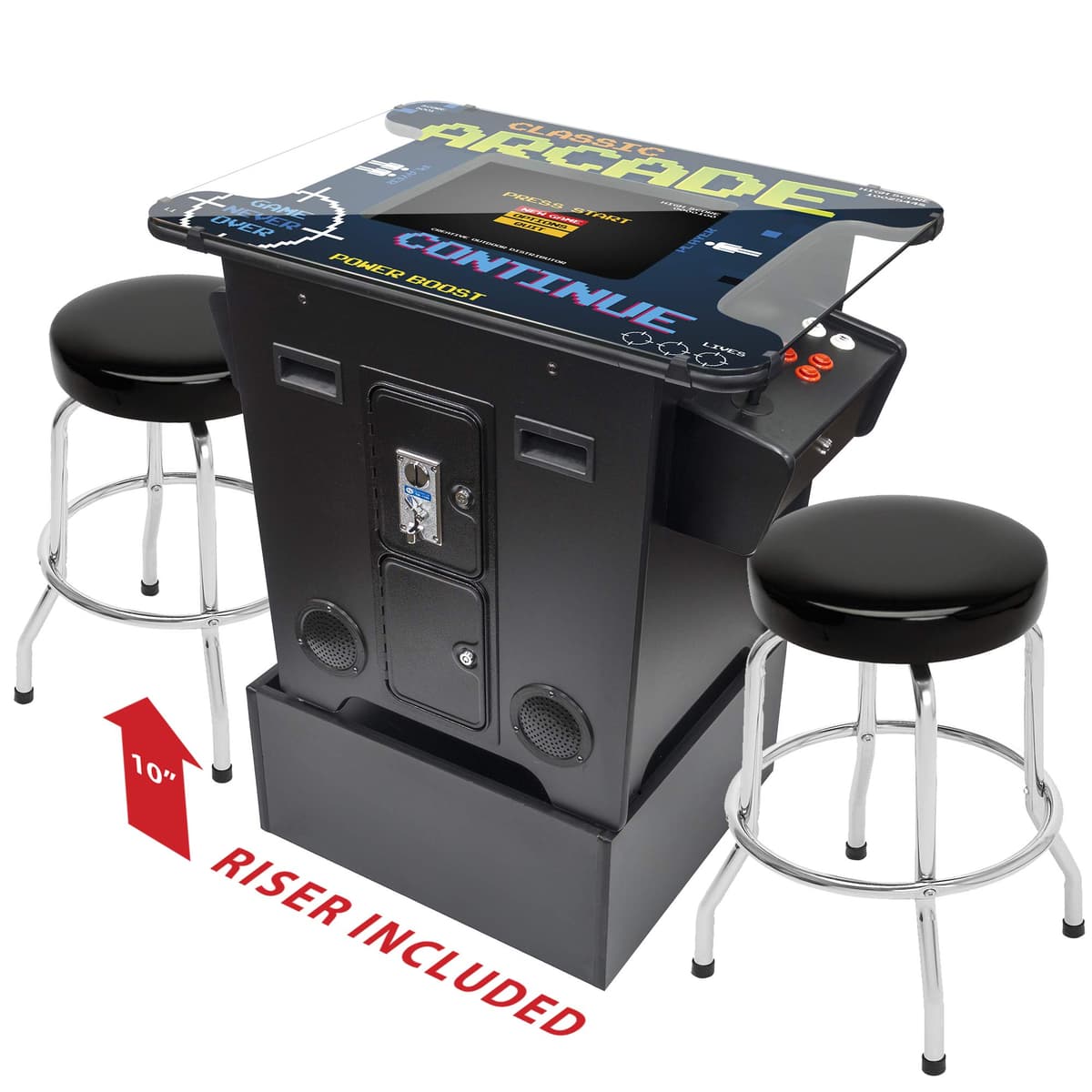 Creative Arcades Máquina arcade tipo cocktail comercial 2 jugadores, 22" LCD, 412 juegos, incluye 2 taburetes 322141