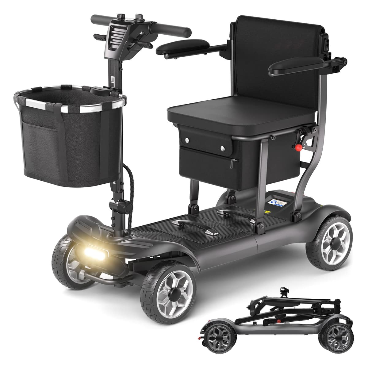 Sugogo Scooter Eléctrico Plegable Ligero - Baterías Duales 24.8 mi, 43lb, Negro MS-985-02-BK