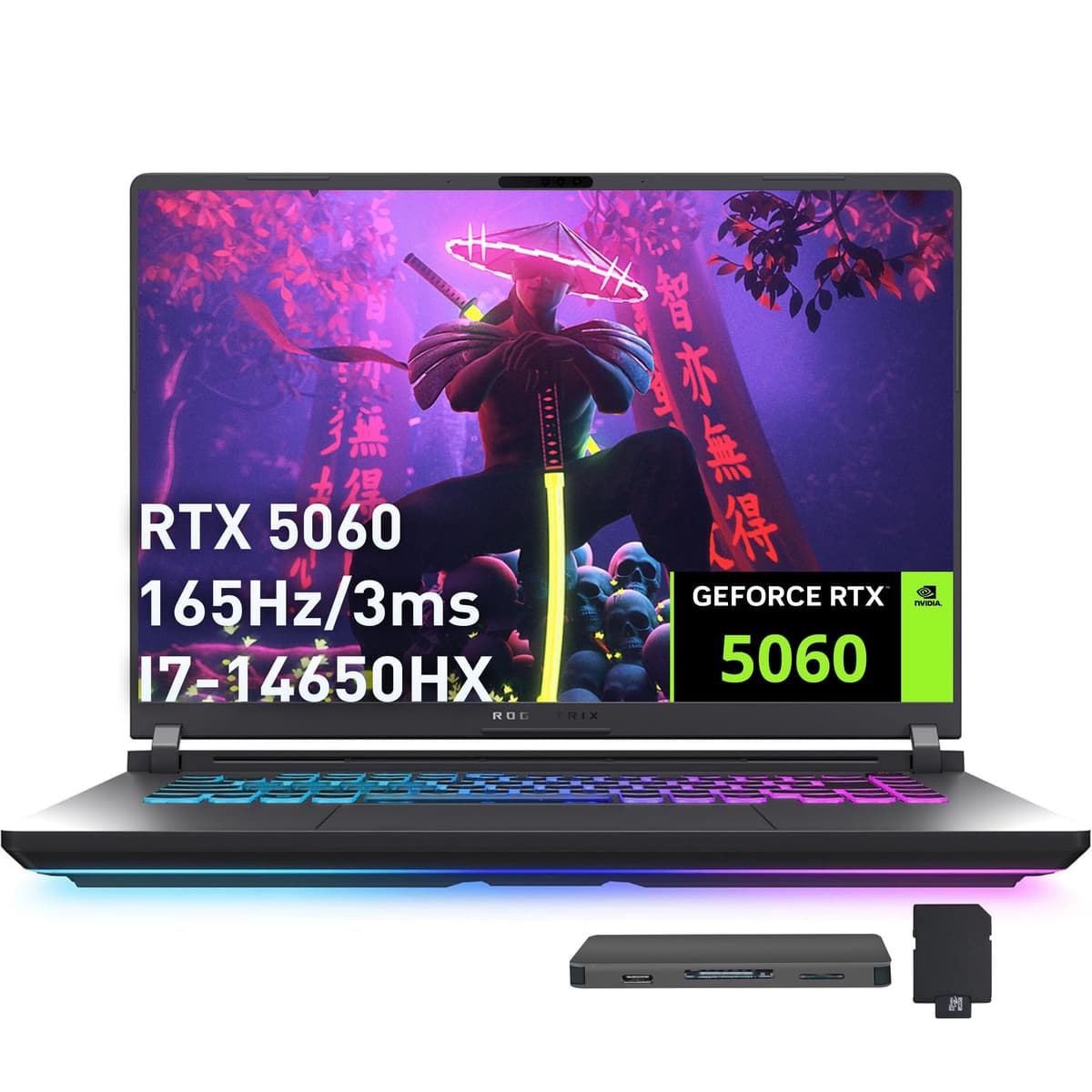 ASUS ROG Strix G16 16" FHD+ 165Hz Laptop para Gaming, Intel i7-14650HX (supera a Intel i9-13900), GeForce RTX 5060, 32GB RAM DDR5, 2TB SSD, Teclado Retroiluminado, Wi-Fi 7, Gris, Windows 11, Estación de Acoplamiento de 1TB