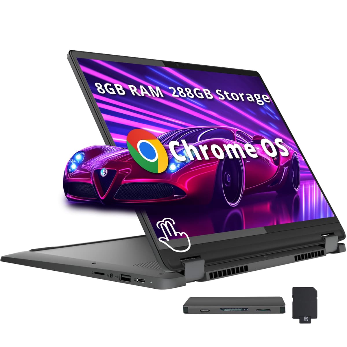 Lenovo IdeaPad Flex 5i 14" WUXGA 2 en 1 con pantalla táctil Chromebook, Intel i3-1315U, 8GB RAM, 288GB almacenamiento (128GB eMMC + 160GB estación de acoplamiento), gráficos UHD, teclado retroiluminado, Wi-Fi 6E, Chrome OS, gris