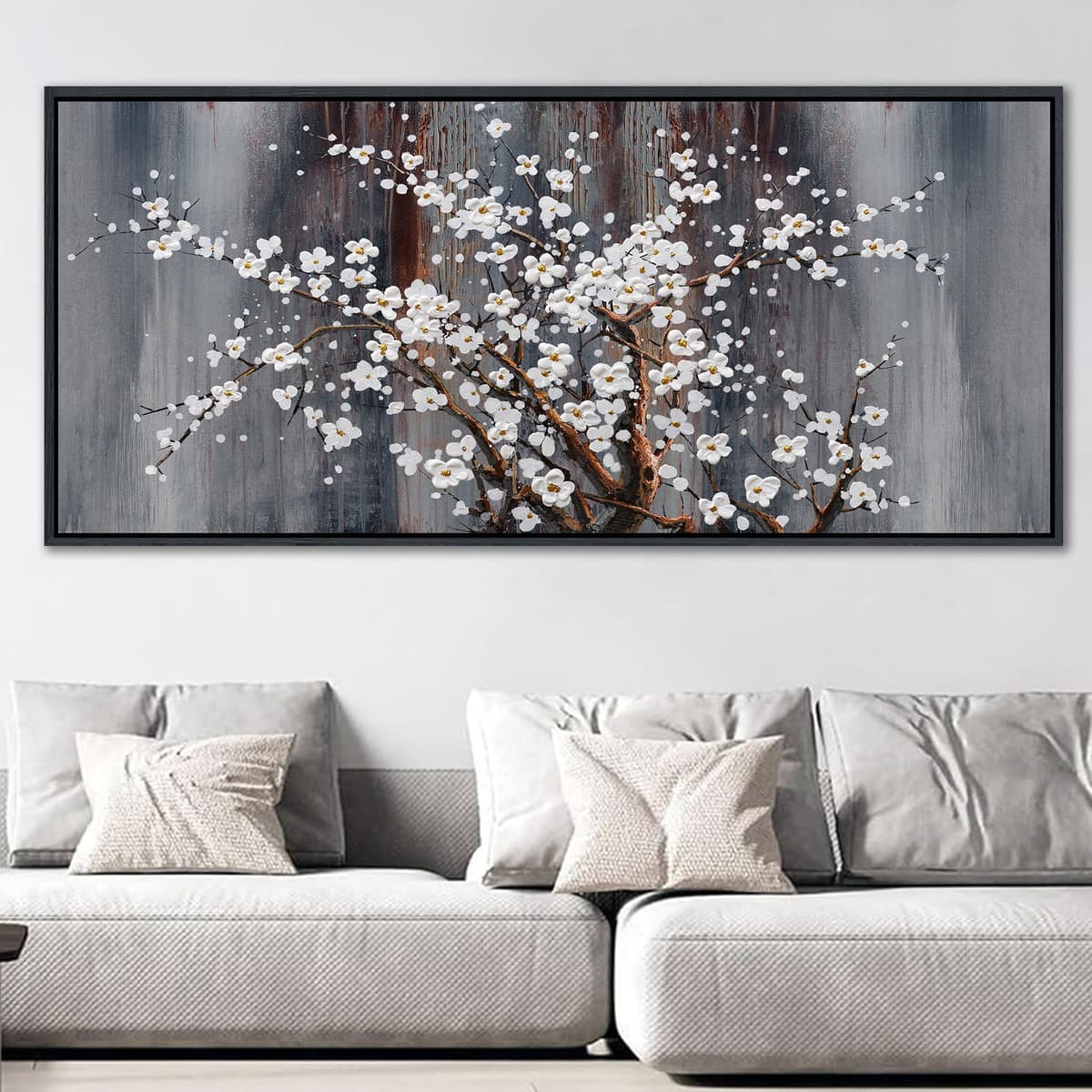 AJAZIKO Large Plum Blossom Canvas Wall Art 40x87 pulgadas - Flor de ciruelo