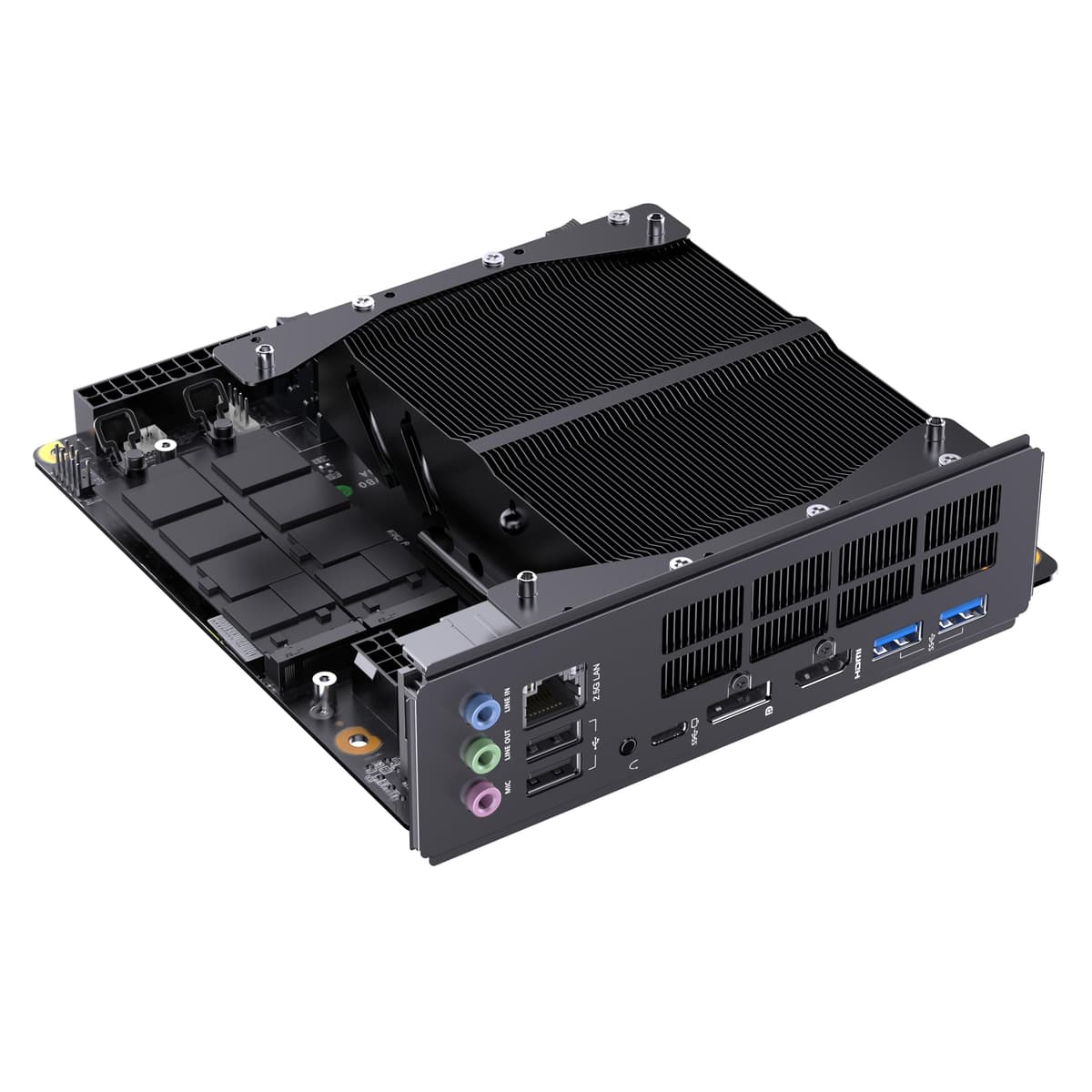 MINISFORUM BD895i SE Mini PC Placa Madre AMD Ryzen 9 8945HX (16C/32T) Computadora para Juegos Sin RAM/SSD/SO, 2x ranuras DDR5 SODIMM, 2x SSD PCIe4.0, ranura M.2 2230 Key E, Salidas de Video HDMI+DP+USB-C Deskmini