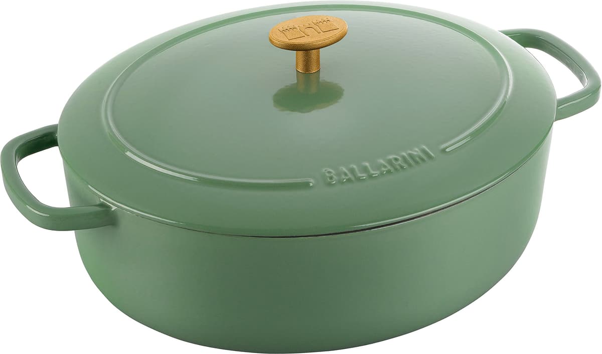 BALLARINI Bellamonte Cocotte Oval 29 cm 4.5 L Verde - Olla de Hierro Fundido Esmaltada 1023108
