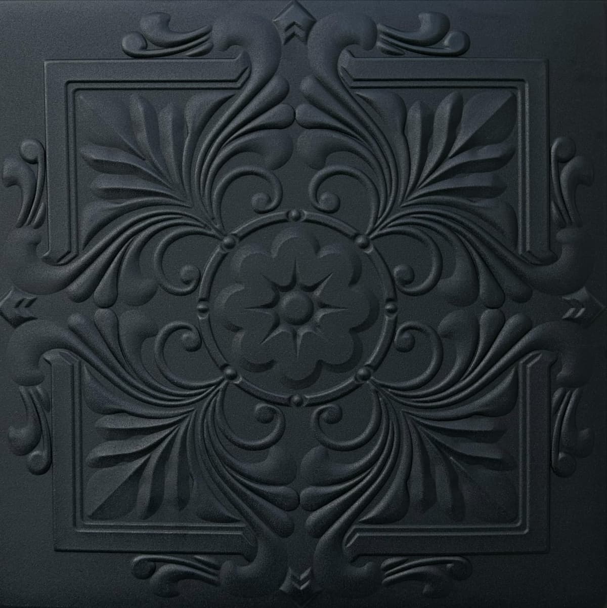 À LA MAISON CEILINGS R14 Placa de techo de espuma estilo victoriano para pegar (384 sq. ft./caja), paquete de 144, Negro mate R14bk-144