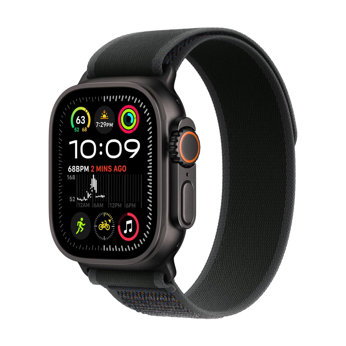 Apple Watch Ultra 2 [GPS + Cellular 49 mm] - Caja de Titanio Negra con Correa Trail Loop Negra, M/L (Reacondicionado) MX4V3LW/A