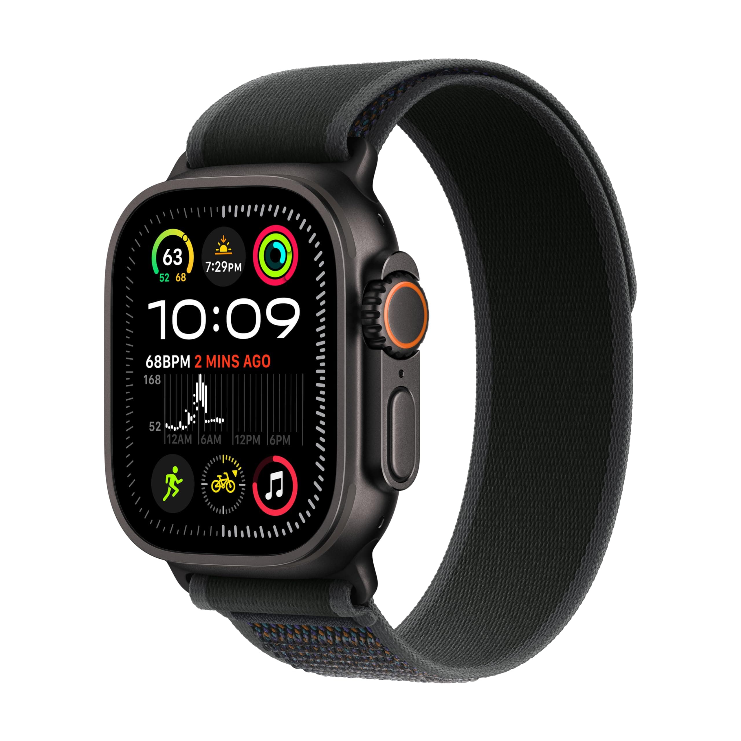 Apple Watch Ultra 2 [GPS + Cellular 49 mm] - Caja de Titanio Negra con Correa Trail Loop Negra, M/L (Reacondicionado) MX4V3LW/A