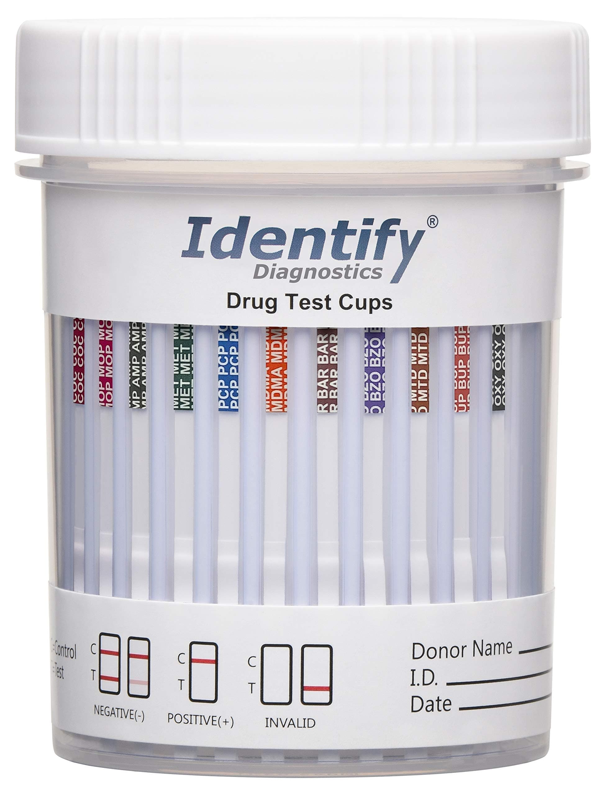 Identify Diagnostics 12-Panel Drug Test Cups | 150 Pack - Instant Urine Drug Test for Multiple Substances ID-CP12-BUP