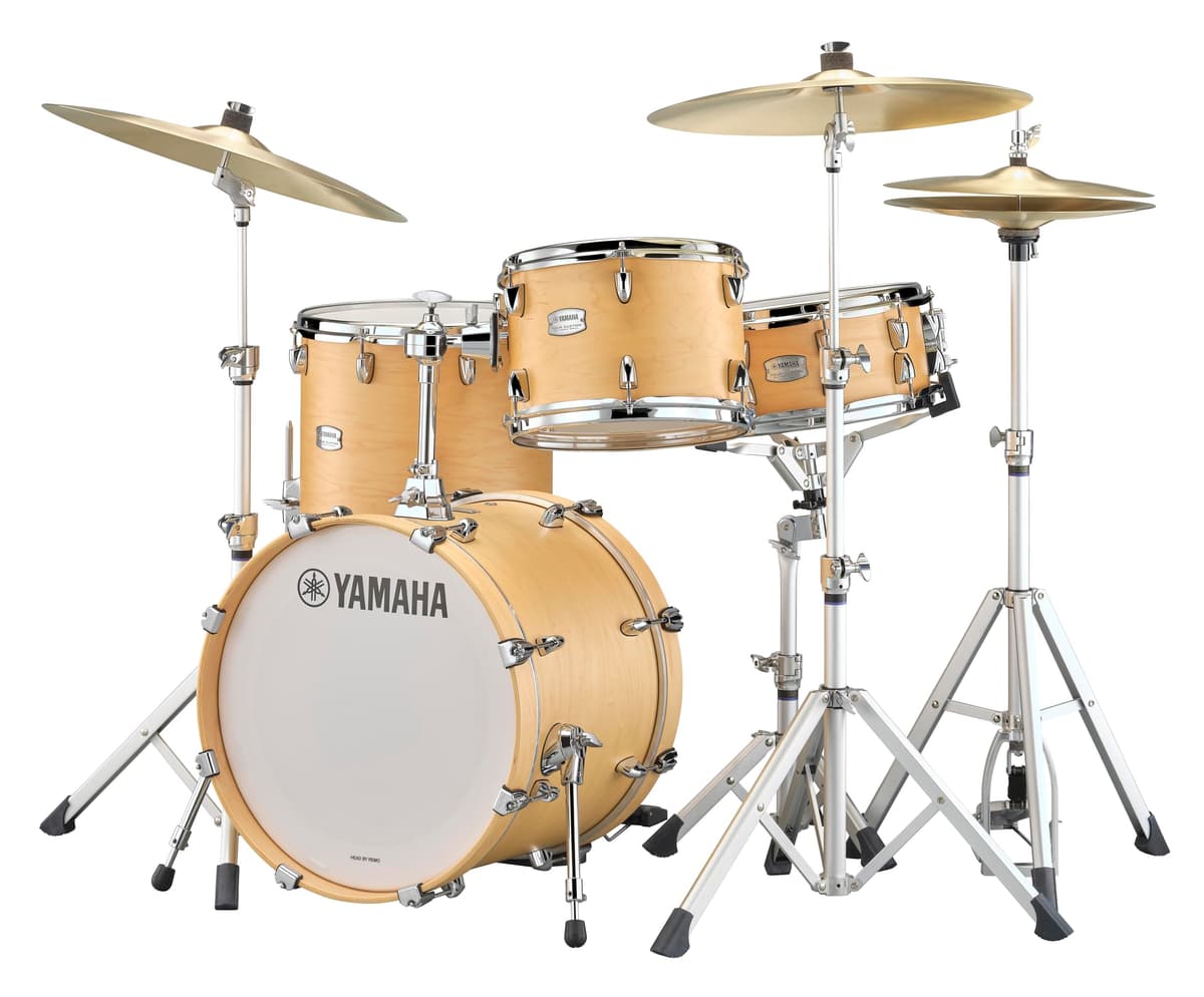 Yamaha Tour Custom Bop Kit Pack de Cajas con Bombo de 18”, Toms de Piso de 14” y Tom de 12" en Butterscotch Satin para Bateristas de Gira y Presentaciones (TMP8F3BTS)