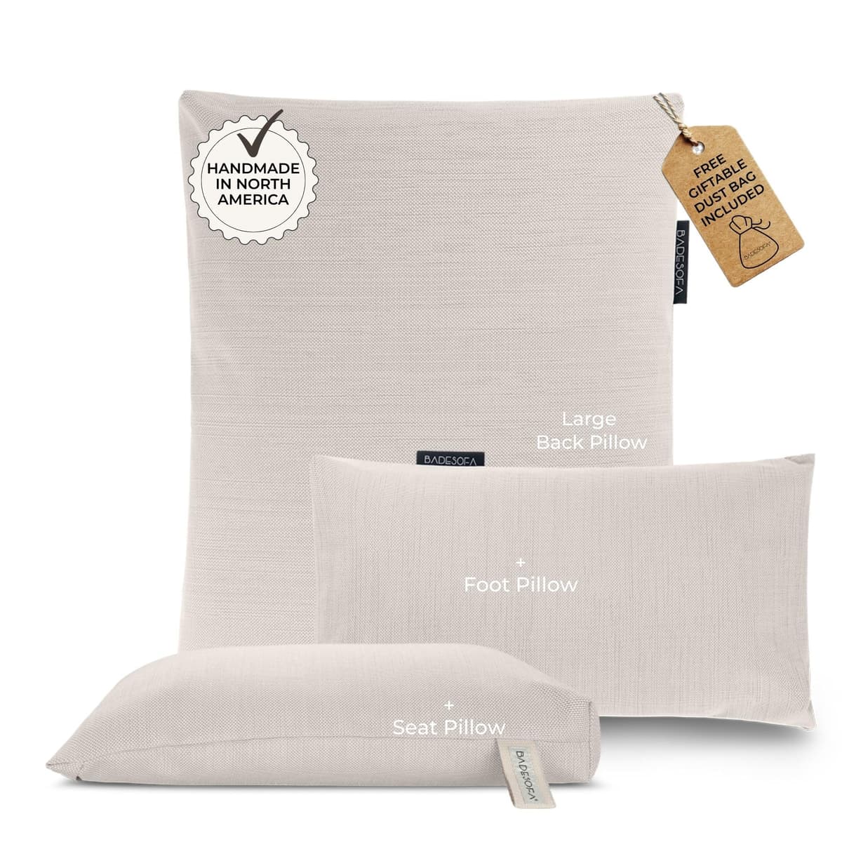 BADESOFA Luxury Bath Pillows 3 piezas para tina - Soporte para cabeza, cuello y cuerpo completo (Ivory Pearl) SOFALXBPT