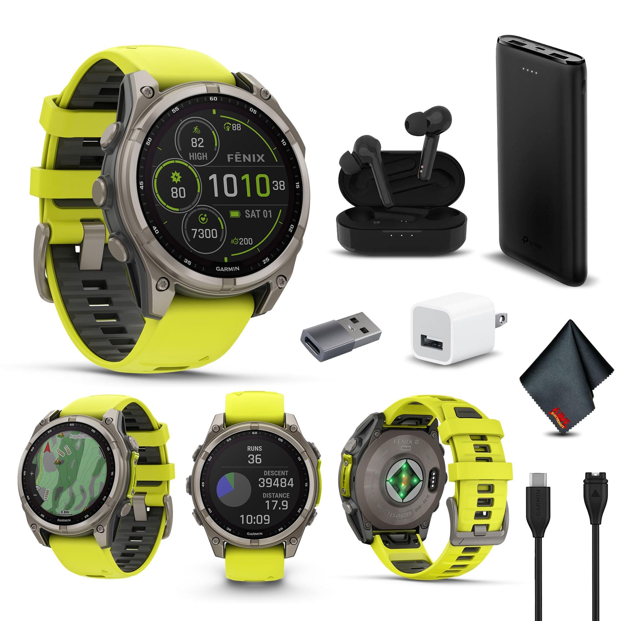 Garmin Fenix 8 47MM Solar Sapphire Titanium con correa amp yellow - Pro Bundle 010-02906-20_AG2