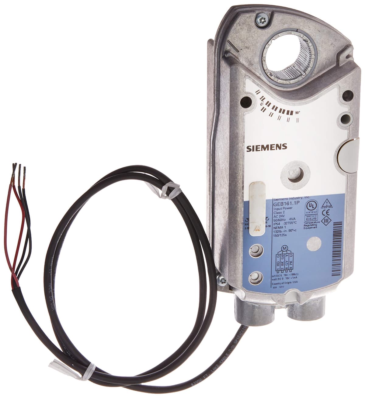Siemens GEB161.1P Actuador rotatorio OpenAir, sin resorte, 132 lb-in, 24V