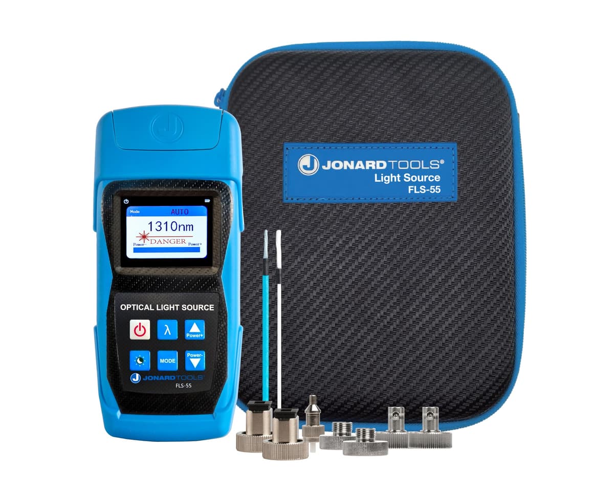 Jonard Tools FLS-55 - Fuente de luz óptica multimodo/singlemode con adaptadores FC/LC/SC