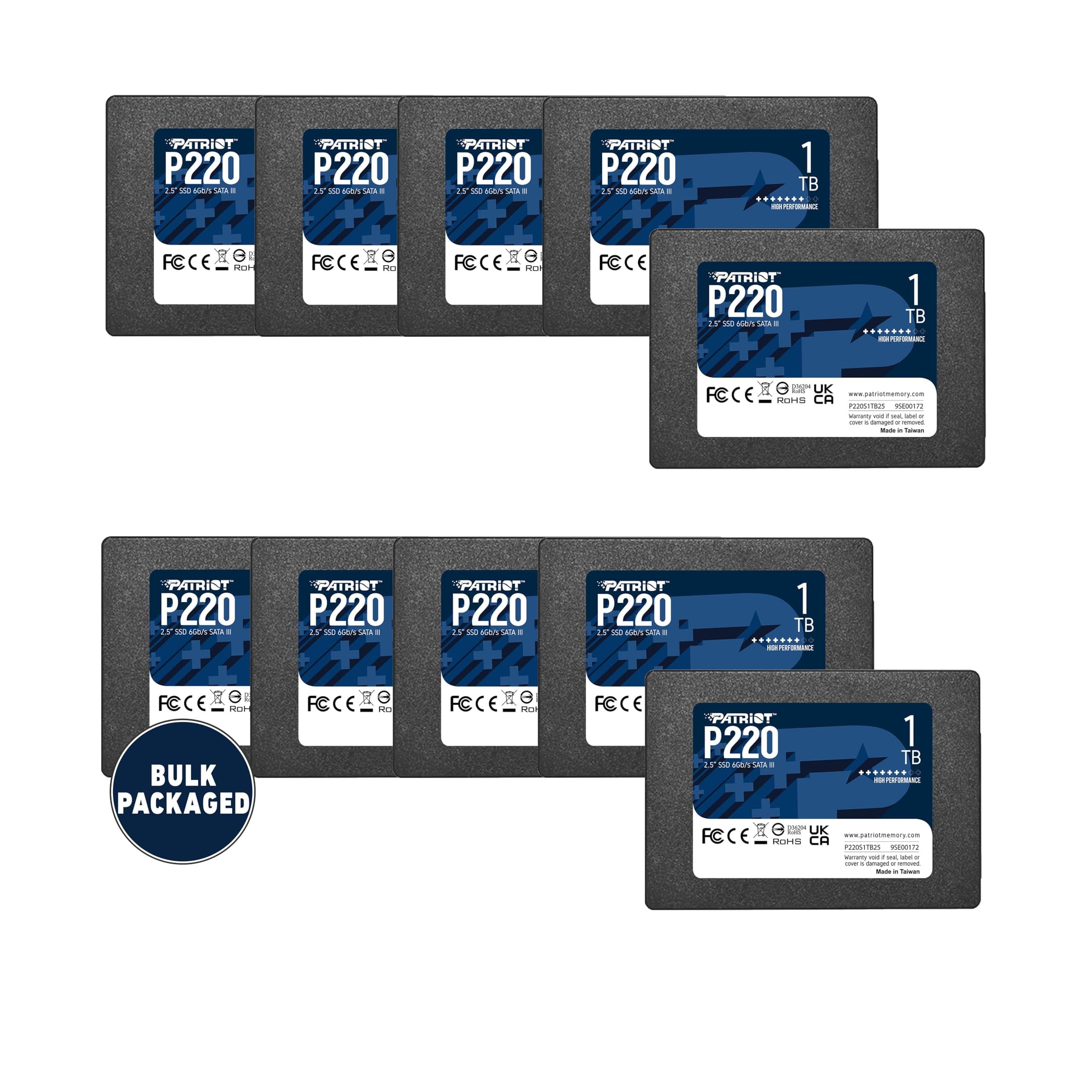 Patriot P220 SSD 1TB SATA III 2.5" - Pack Bulk x10 P220S1TB2510B
