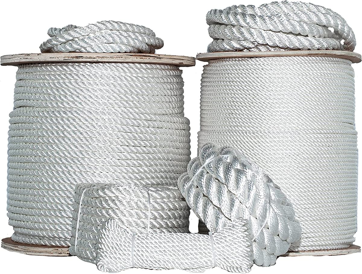 SGT KNOTS Cuerda trenzada de poliéster 1.25" x 600 ft - baja elongación, alta resistencia, blanca SK-TP-114x600ft-White