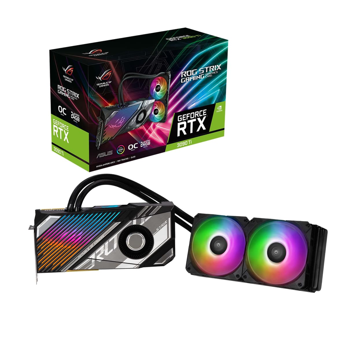 ASUS ROG Strix LC GeForce RTX 3090 Ti OC 24GB GDDR6X Liquid Cooled PCIe 4.0 240mm Radiador ROG-STRIX-LC-RTX3090TI-O24G-GAMING