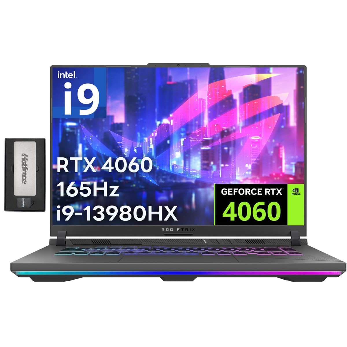 ASUS ROG Strix 16" Nebula FHD 165Hz Gaming Laptop Intel i9-13980HX 32GB DDR5 2TB SSD RTX 4060 8GB Gray + Docking Set