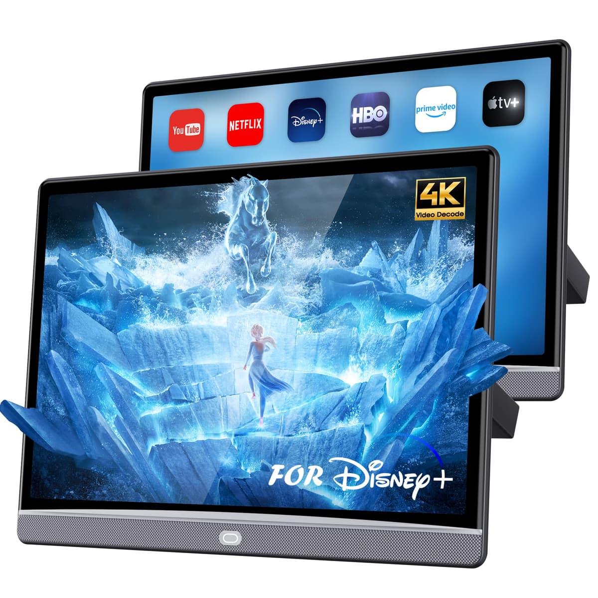 WONNIE Monitor de Apoyacabezas Automotriz 13.3" para Asiento Trasero, Tablet Android 4K Portátil Sistema de Entretenimiento Trasero, Soporta Duplicado Inalámbrico desde Teléfono con Pantalla Táctil, WiFi/HDMI/USB/Reproductor de Video, 4G+64G AT133-1