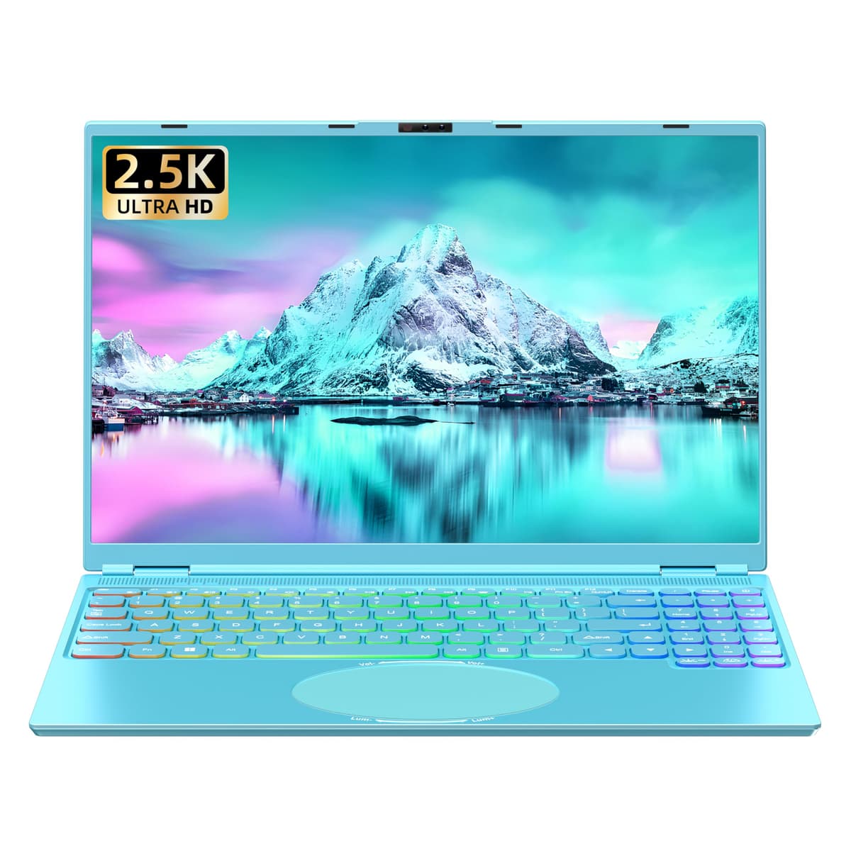 Rumtuk Nueva laptop azul de 16", bisel ultradelgado, 2.5K QHD IPS, Alder Lake N95 (3.4 GHz), 16 GB RAM, 1 TB SSD, teclado retroiluminado 7 colores, desbloqueo facial, USB-C/HDMI/WiFi/BT, Windows 11 Pro, para trabajo, estudio y entretenimiento HJC160