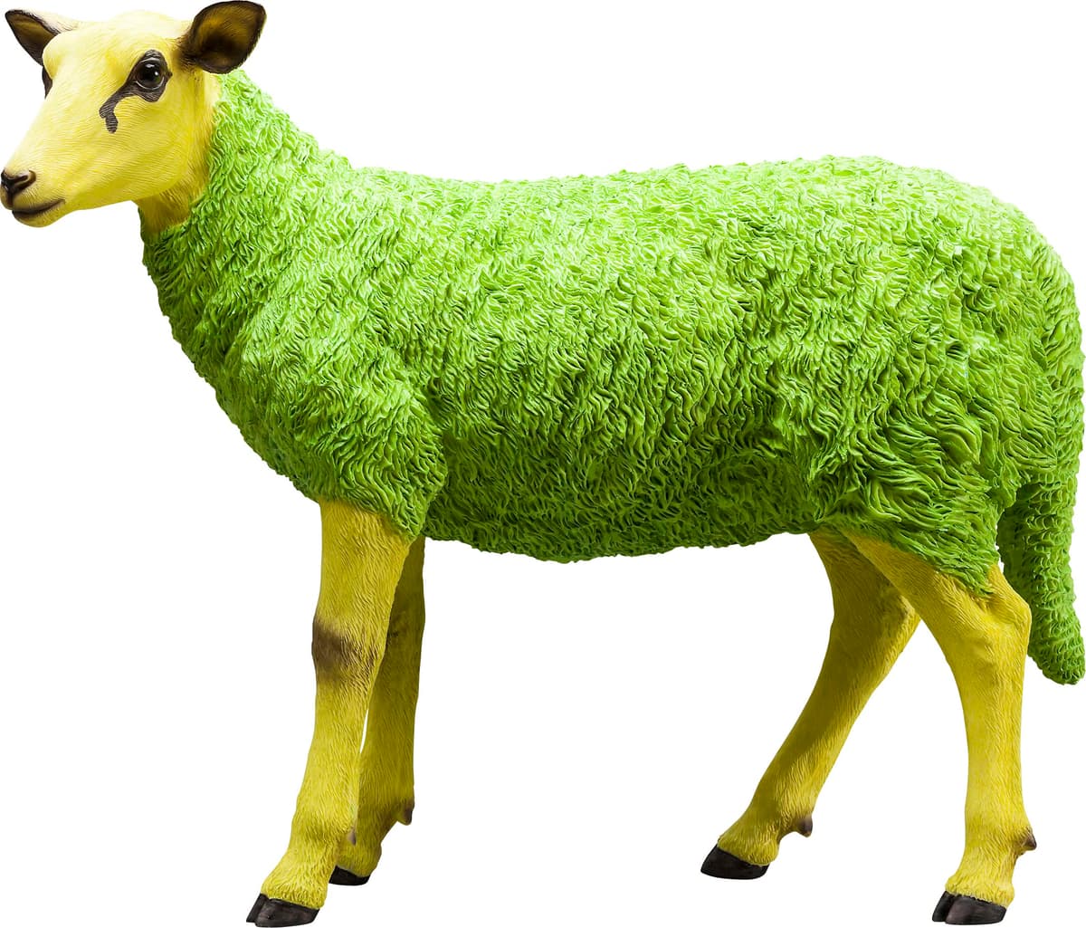 KARE Deco Figura Oveja 38134 Verde/Amarillo decoración 60x21x49 cm