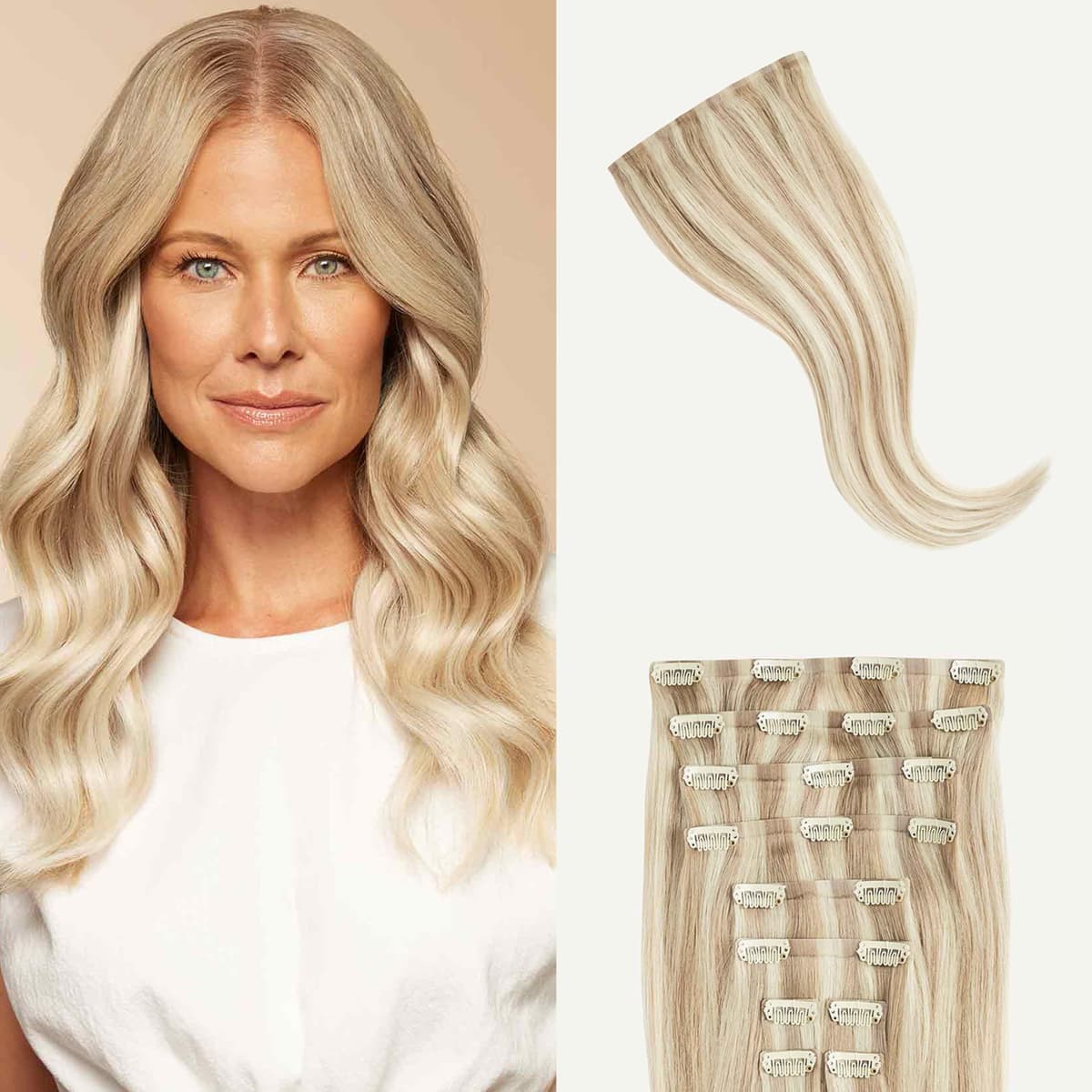 Luxy 24" Beige Blonde Balayage Seamless Clip-In 100% Remy 240g 24-240g-Color22NT90-S