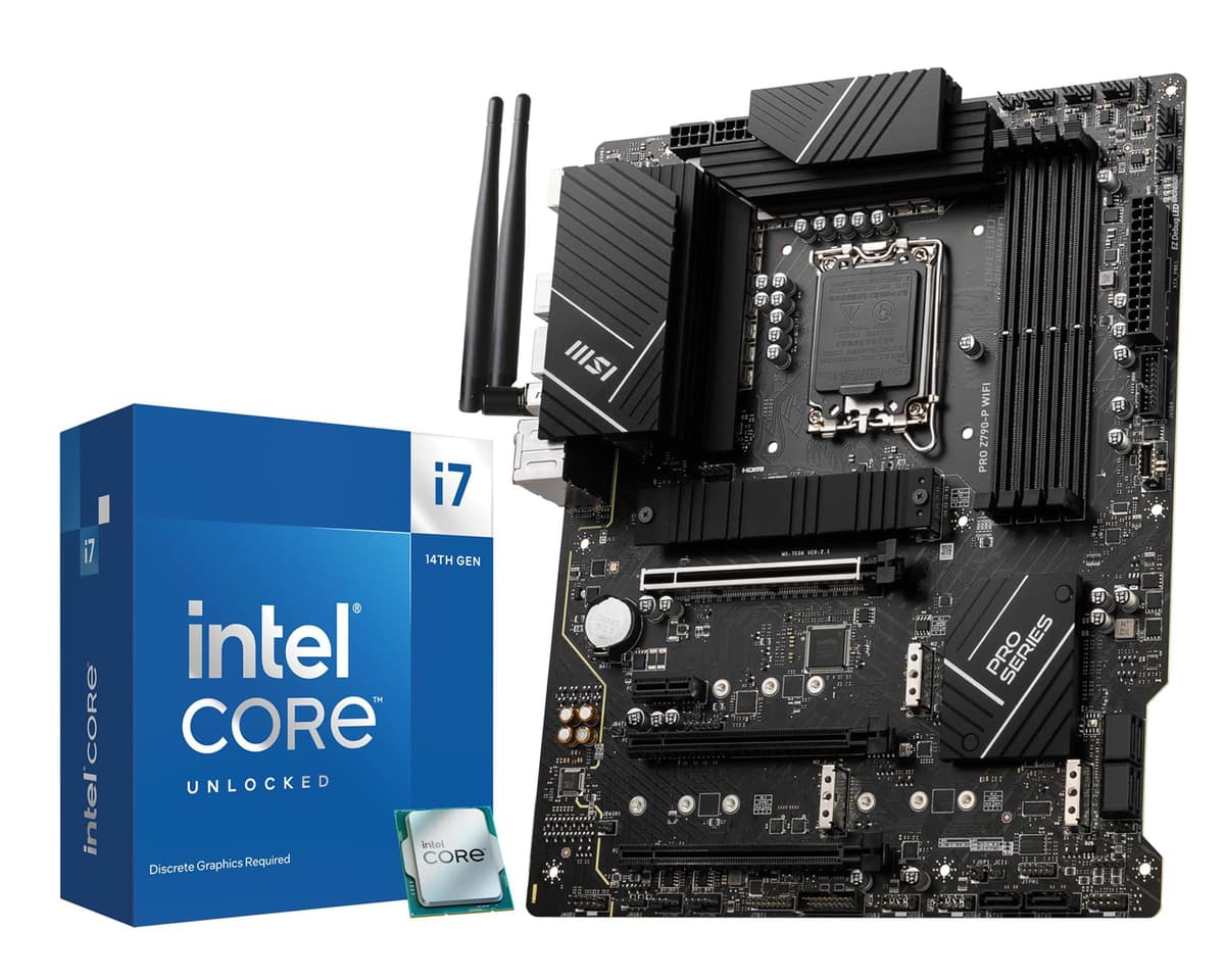 Combo placa madre CPU MICRO CENTER - Procesador de escritorio para juegos Intel Core i7-14700KF 20 núcleos con placa madre MSI PRO Z790-P WiFi 14700KFPROZ790PWF