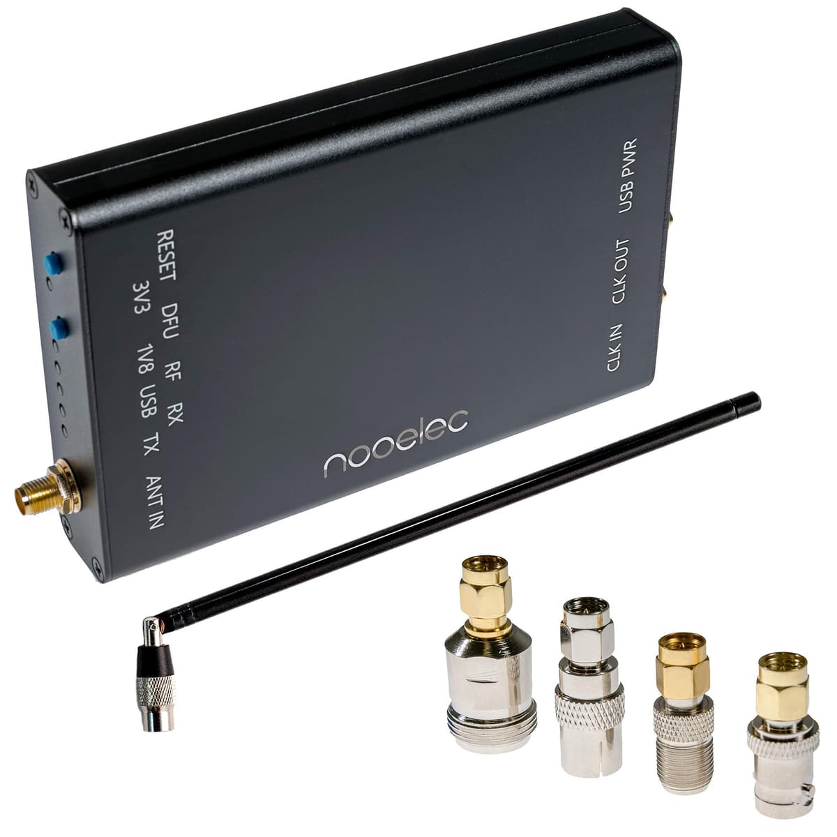 NooElec HackRF Paquete Completo - HackRF One Original Radio Definida por Software (SDR) con TCXO 0.5PPM en Carcasa Personalizada de Aluminio Negra. Incluye ANT500, Cable USB y Adaptador SMA 100807-1