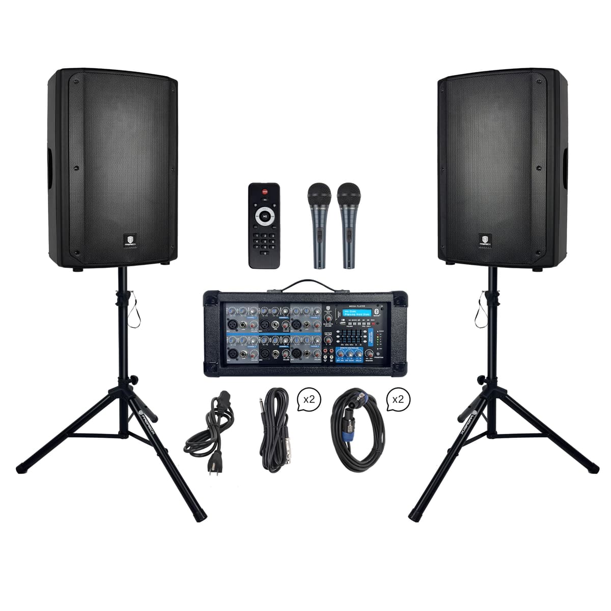 PRORECK Delta 156 PA 2000W Bluetooth con Mixer 6 Canales y 2 Speakers 15" DELTA 15 Series PA System