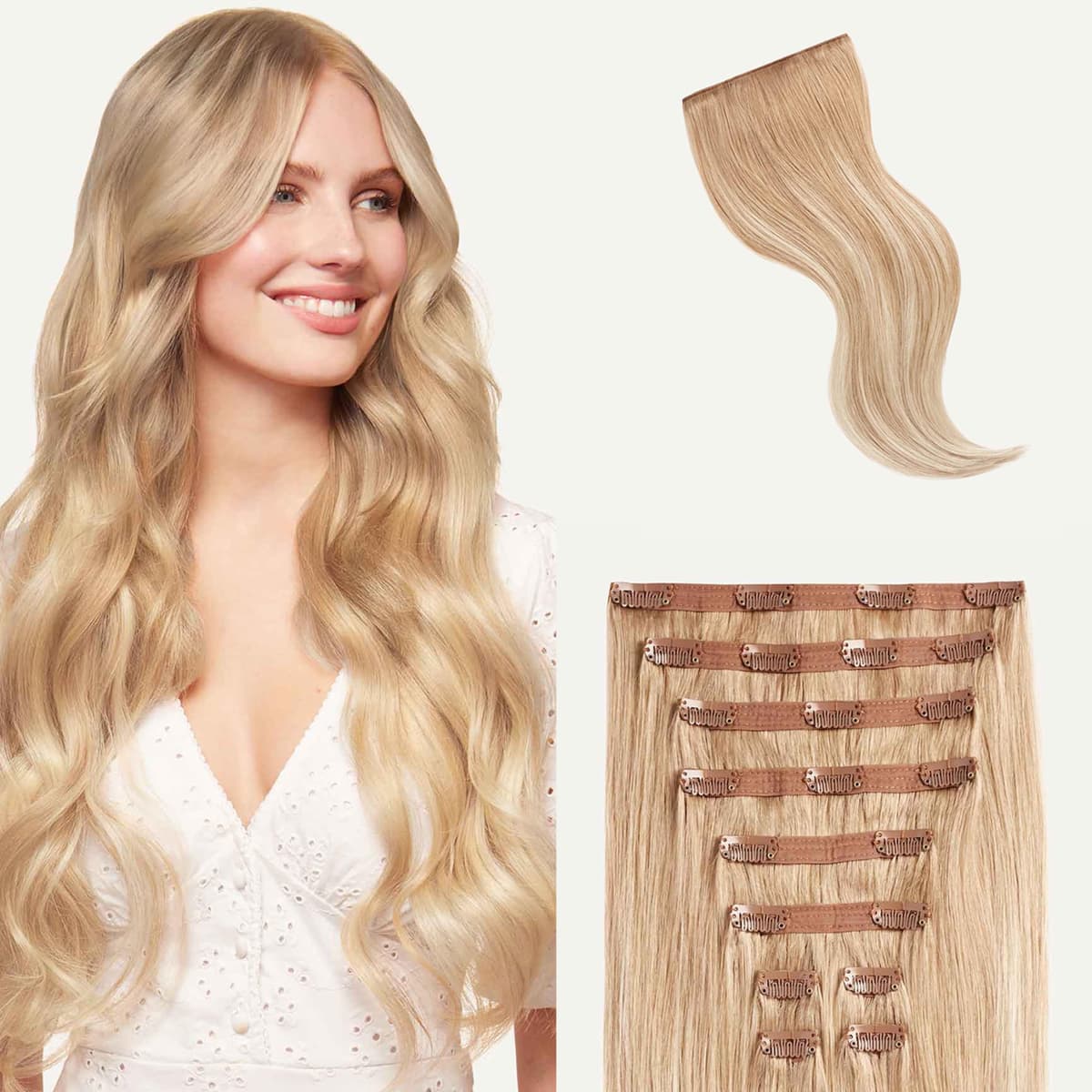 Luxy Hair 24" Blonde Balayage Clip-In 10 piezas 240 g 100% Remy 24-240g-Color18T60