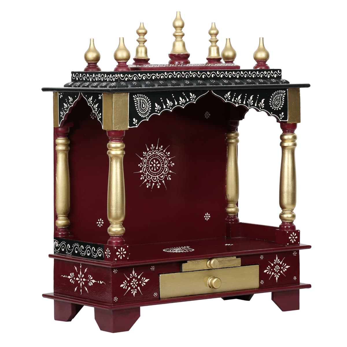 HomeCrafts Pooja Mandir de Madera Grande 24 x 12 x 30 pulgadas, Maroon HomeCrafts - 6378096004
