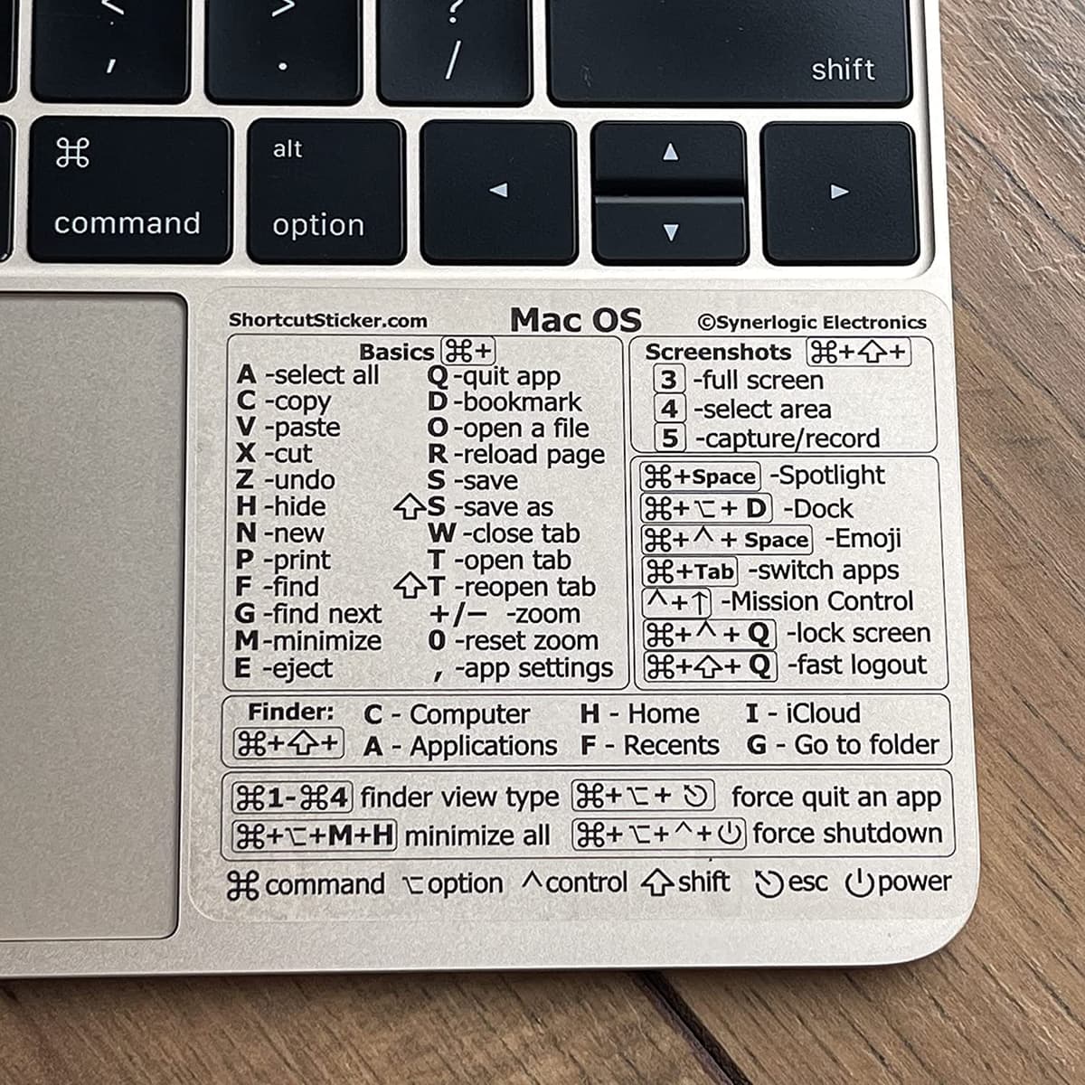 Synerlogic 1000 unidades (Universal) Pegatinas de atajos de teclado de referencia para Mac OS, vinilo transparente sin residuos - para cualquier MacBook Air/Pro/iMac/Mini (Transparente/Paquete de 1000) SCS-833014