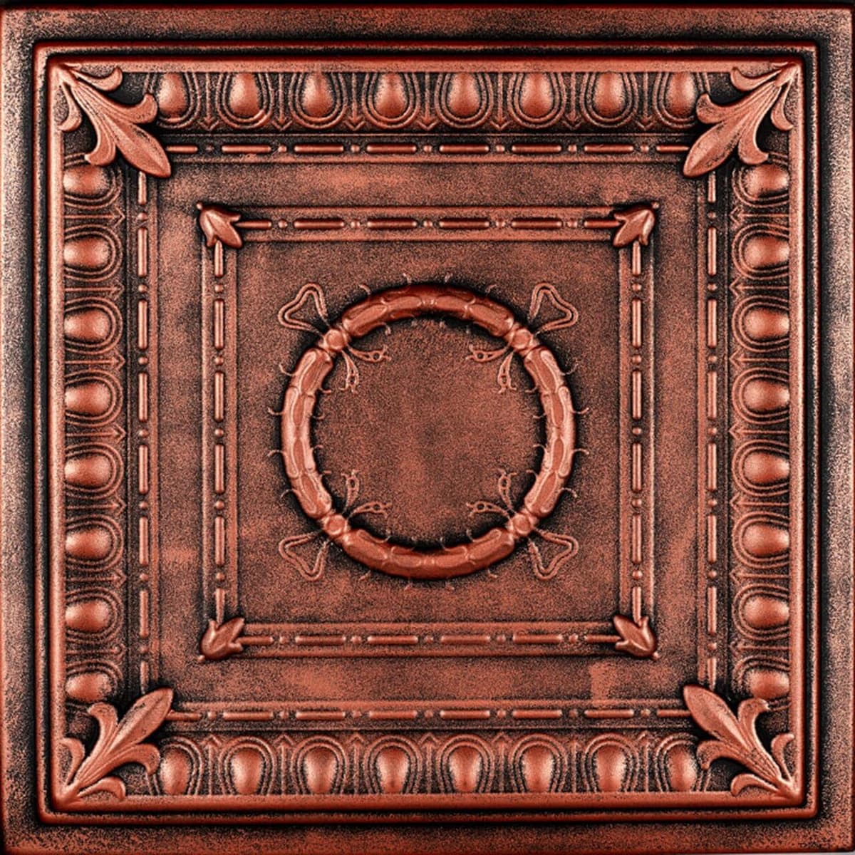 À LA MAISON CEILINGS R47 Romanesque Wreath Foam Glue-up Ceiling Tile, Pack de 144, Antique Copper R47ac-144