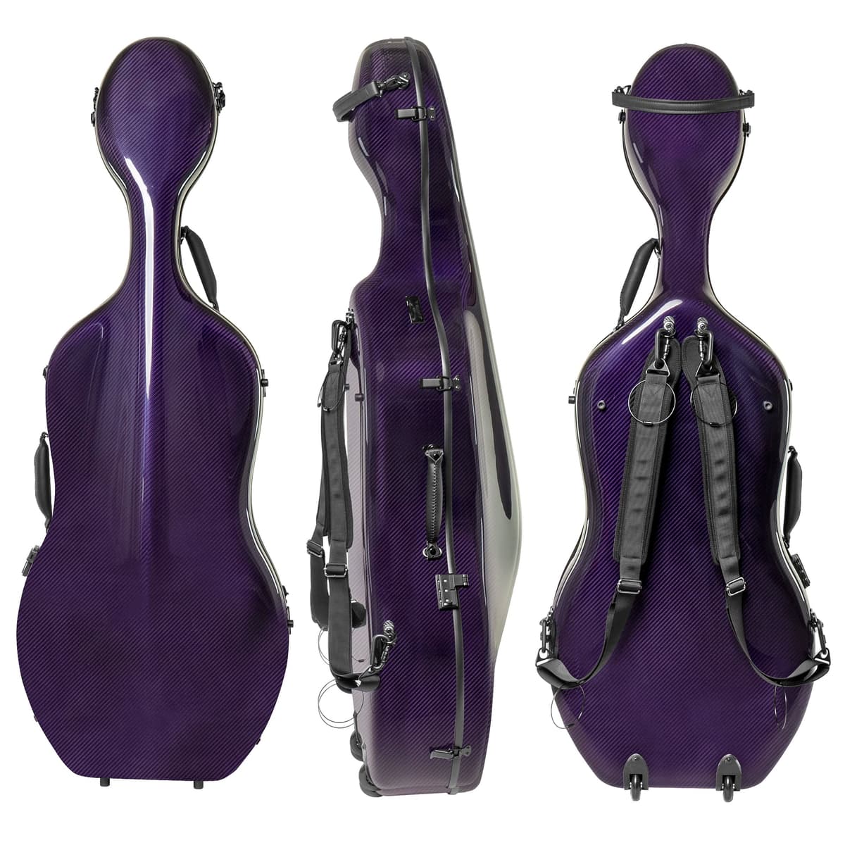 M MI & VI MI&VI CC-9001 Funda de Cello 4/4 Fibra de Carbono con Ruedas (Purple)