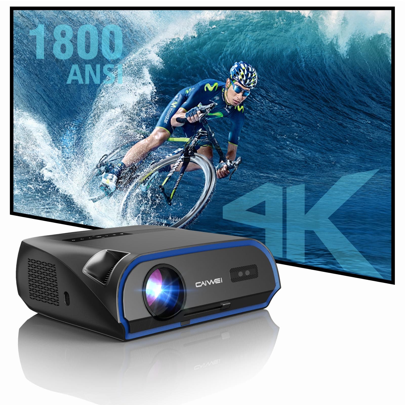 Pxodyda High Bright Projector 1800 ANSI Lumens - Proyector 4K Support HDR10+ con WiFi6 y Bluetooth 5.2 A10