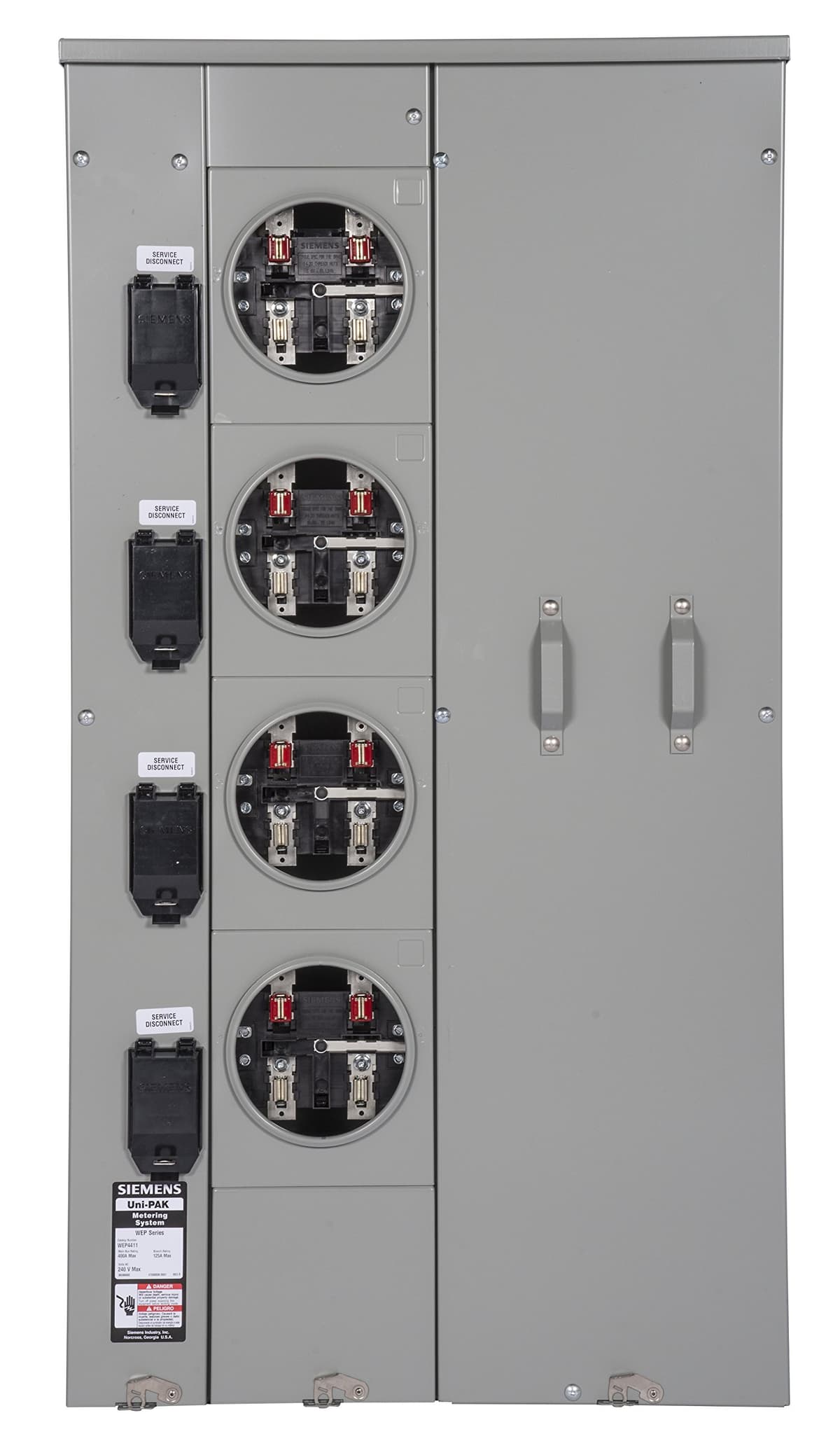 Siemens WEP4411 Unit-PAK metering 400A 4-jaw 4 posiciones 125A por posición con cubierta ring type