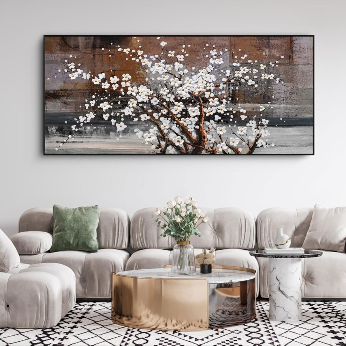KLAKLA Arte mural extra grande 86x39 pulgadas - Lienzo árbol moderno para sala y dormitorio
