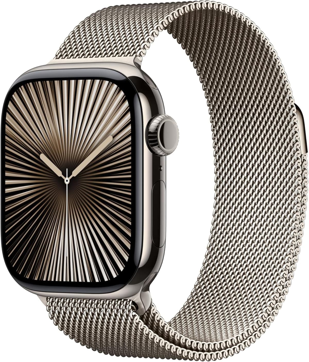 Apple Watch Series 10 [GPS + Cellular, 42 mm] - Caja de titanio natural con Correa Milanesa natural, S/M (Reacondicionado) MWXF3LW/A