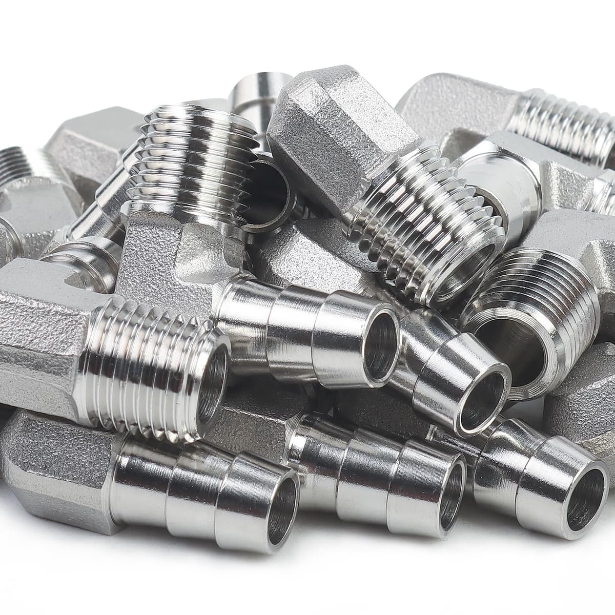 LTWFITTING Codo de Barril 90° Acero Inoxidable 316 para Manguera 3/8" ID x NPT 1/4" Macho (Pack de 500) S31632041500